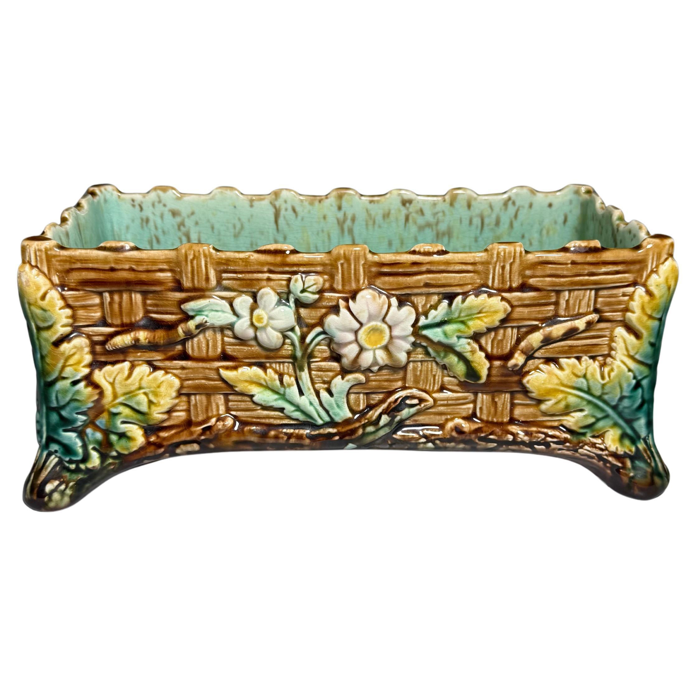 Antique Majolika Jardiniere Flowers pot Rörstrand Sweden A Late 19th Century For Sale