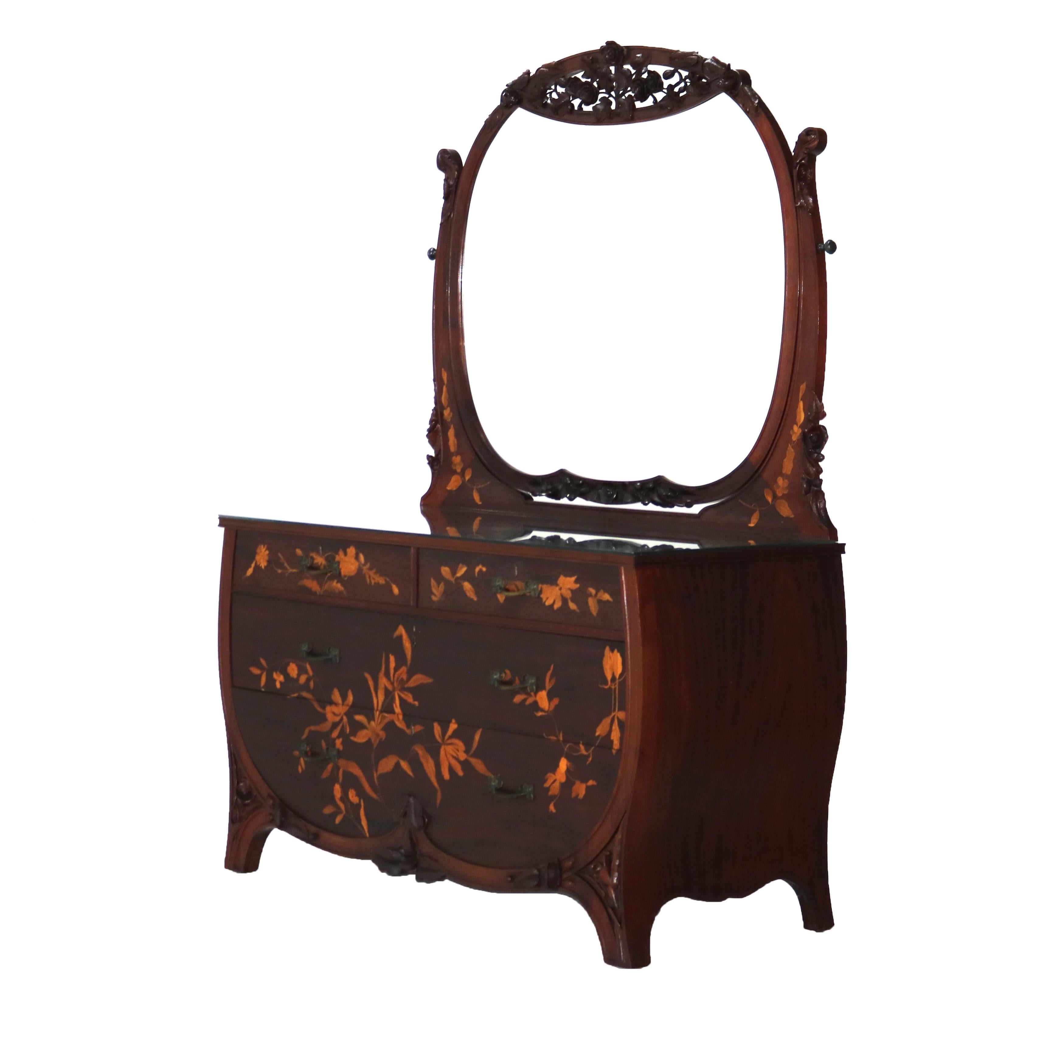 Antique Majorelle/Galle Art Nouveau Mahogany & Satinwood Marquetry Dresser c1900 4