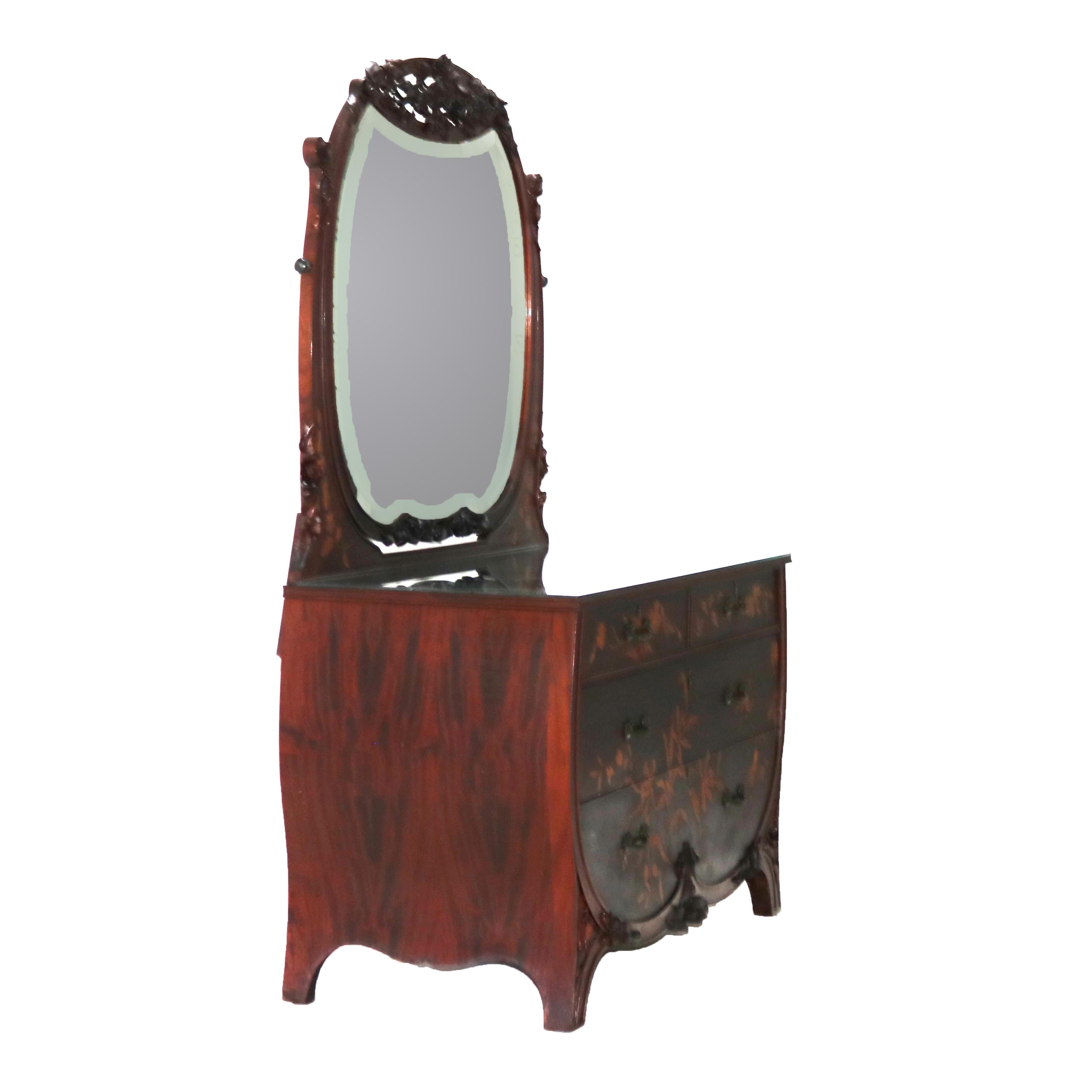 Antique Majorelle/Galle Art Nouveau Mahogany & Satinwood Marquetry Dresser c1900 10