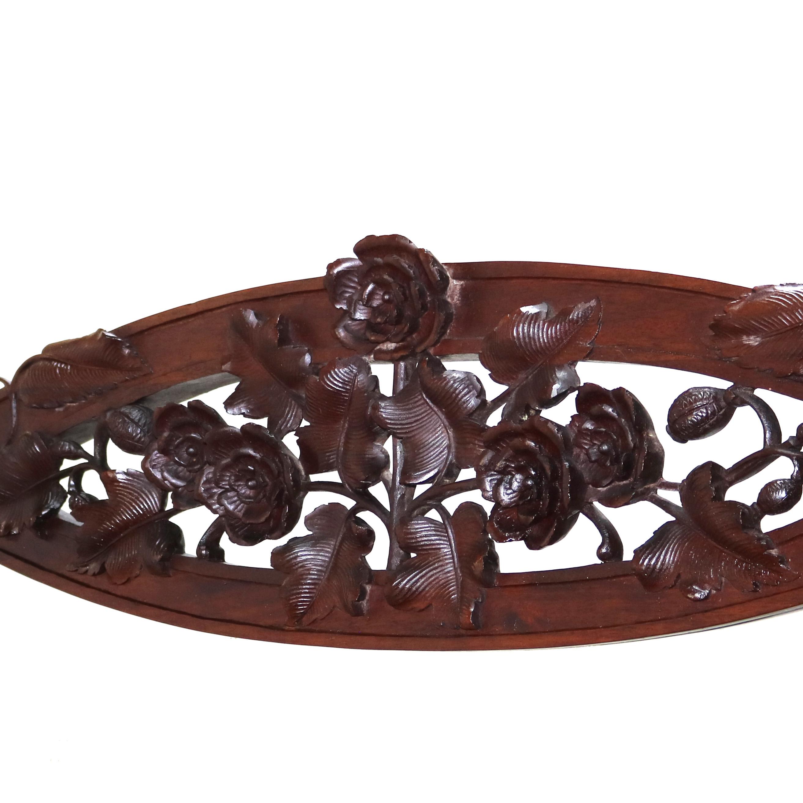 ***Reduced In-House Delivery Rates - Click on “Ask Seller” to Request a Quote***

Antique Majorelle or Galle attr. Art Nouveau Mahogany With Satinwood Inlaid Marquetry Mirrored Dresser with Carved & Reticulated Floral Crest, Floral & Foliate Inlay