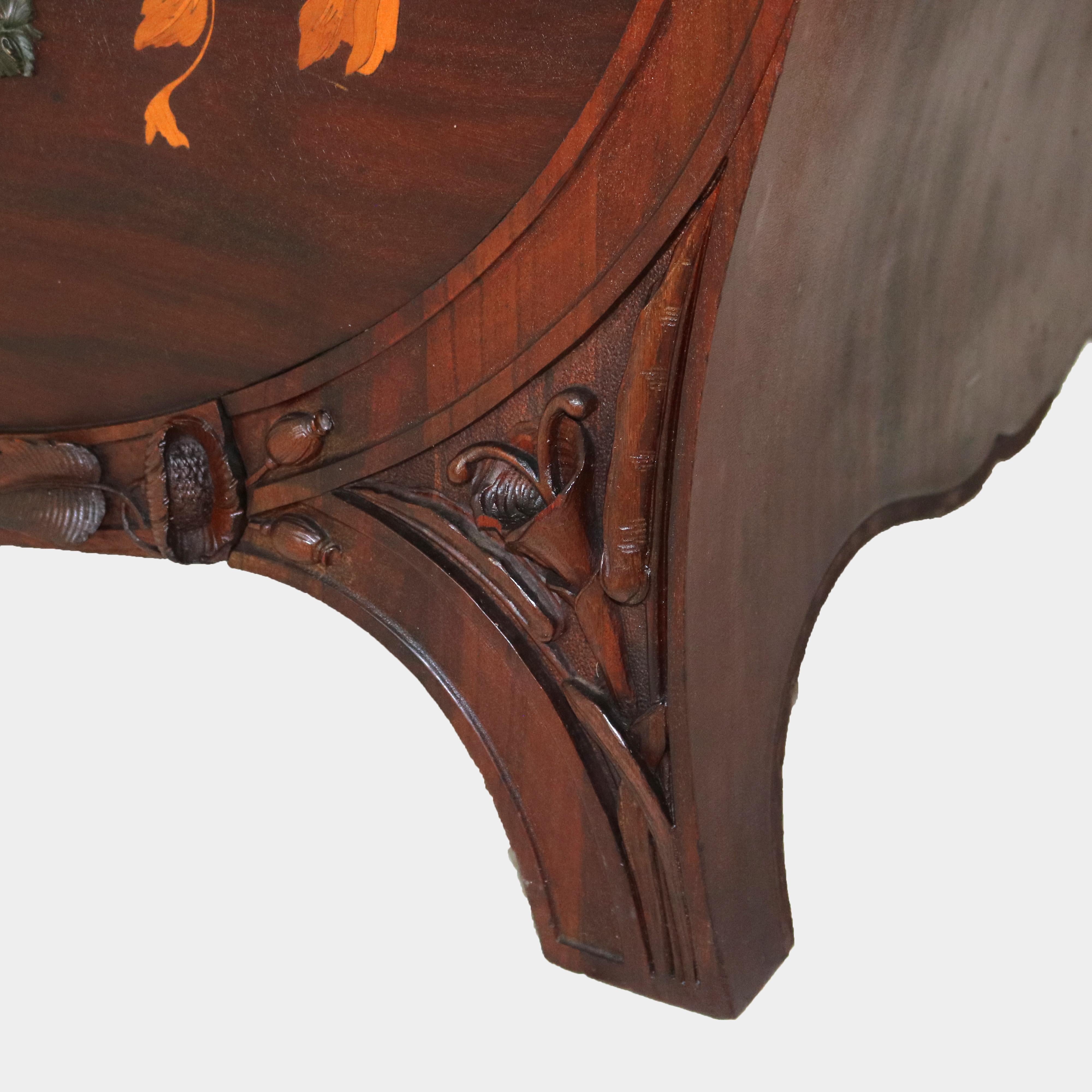 Antique Majorelle/Galle Art Nouveau Mahogany & Satinwood Marquetry Dresser c1900 In Good Condition In Big Flats, NY