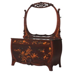 Antique Majorelle/Galle Art Nouveau Mahogany & Satinwood Marquetry Dresser c1900