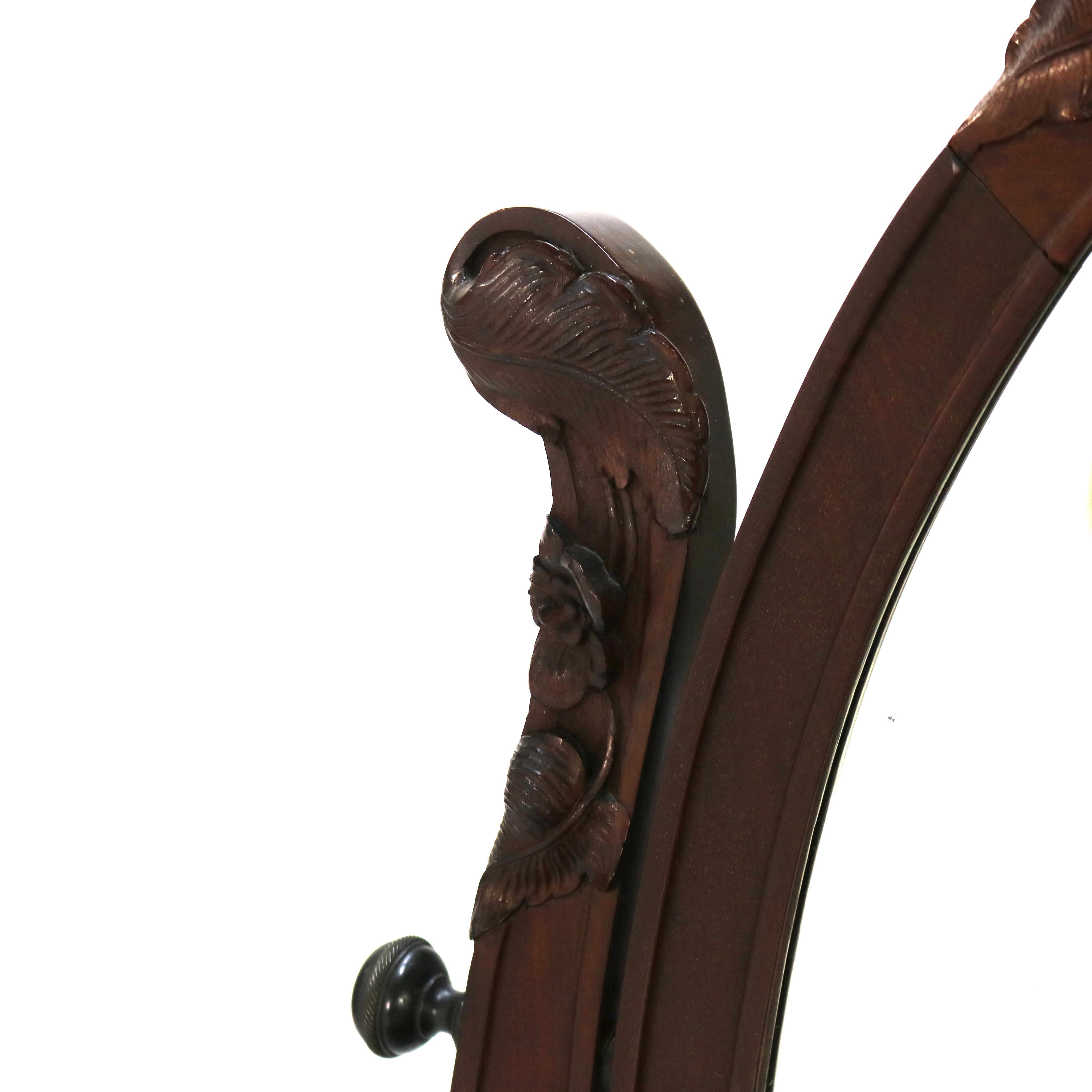 Antiker Majorelle/Galle-Schminktisch aus Mahagoni und Seidenholz mit Intarsien im Art nouveau-Stil, um 1900 4