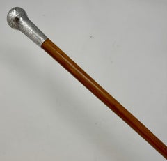 Antique Malacca Wooden English Walking Swagger Stick Cane Sterling Silver London