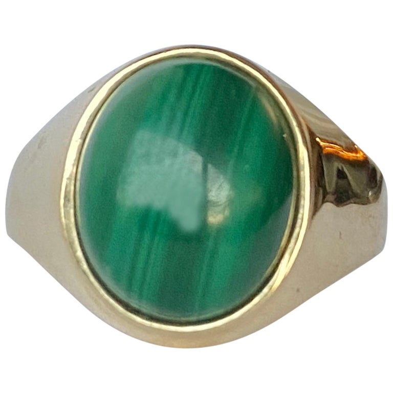 Antique Malachite and 9 Carat Gold Signet Ring at 1stDibs