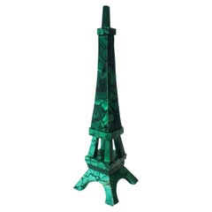 Antique Malachite Eiffel Tower Sculpture