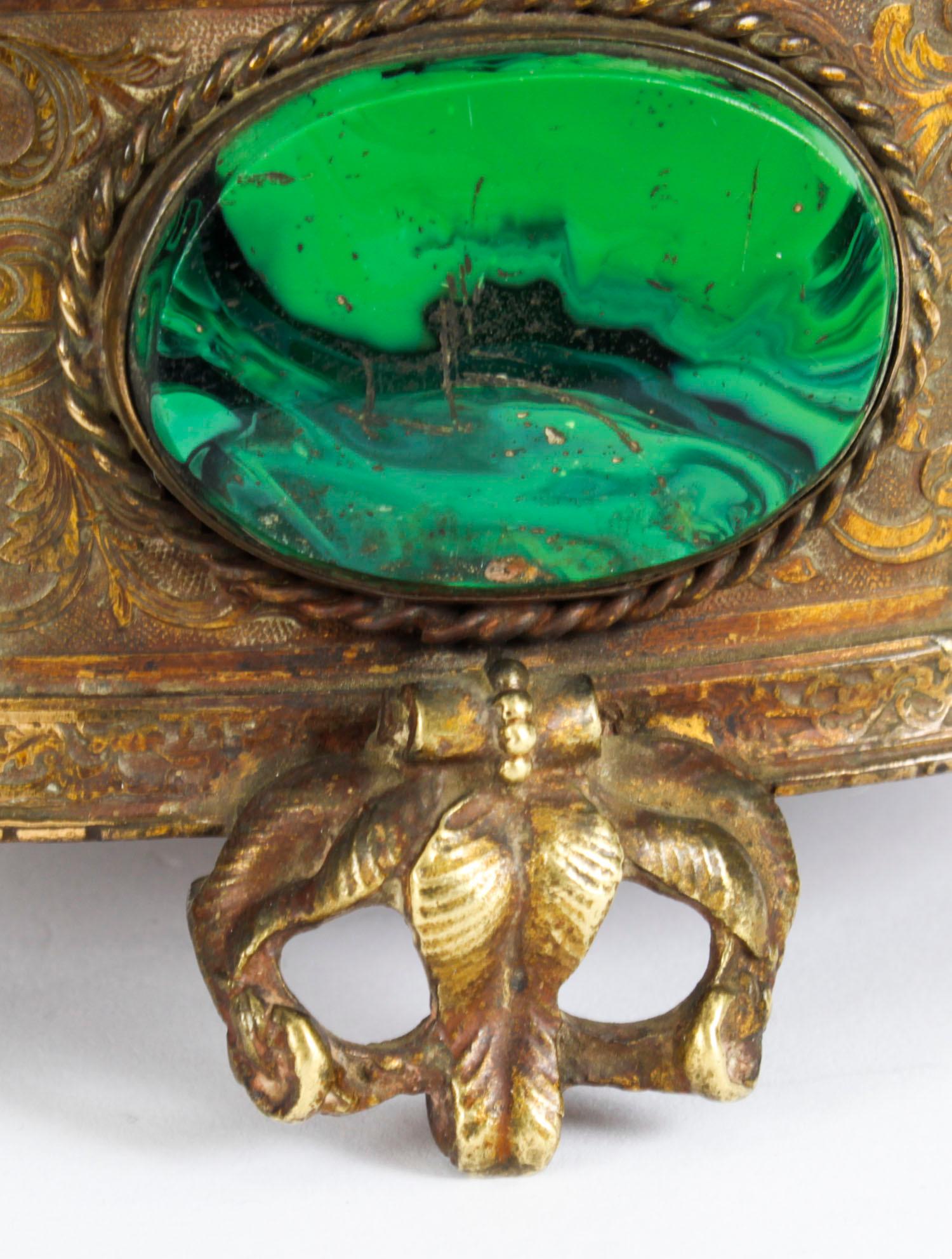 Antique Malachite and Gilt Bronze Lidded Jewelry Casket, 19th Century 6