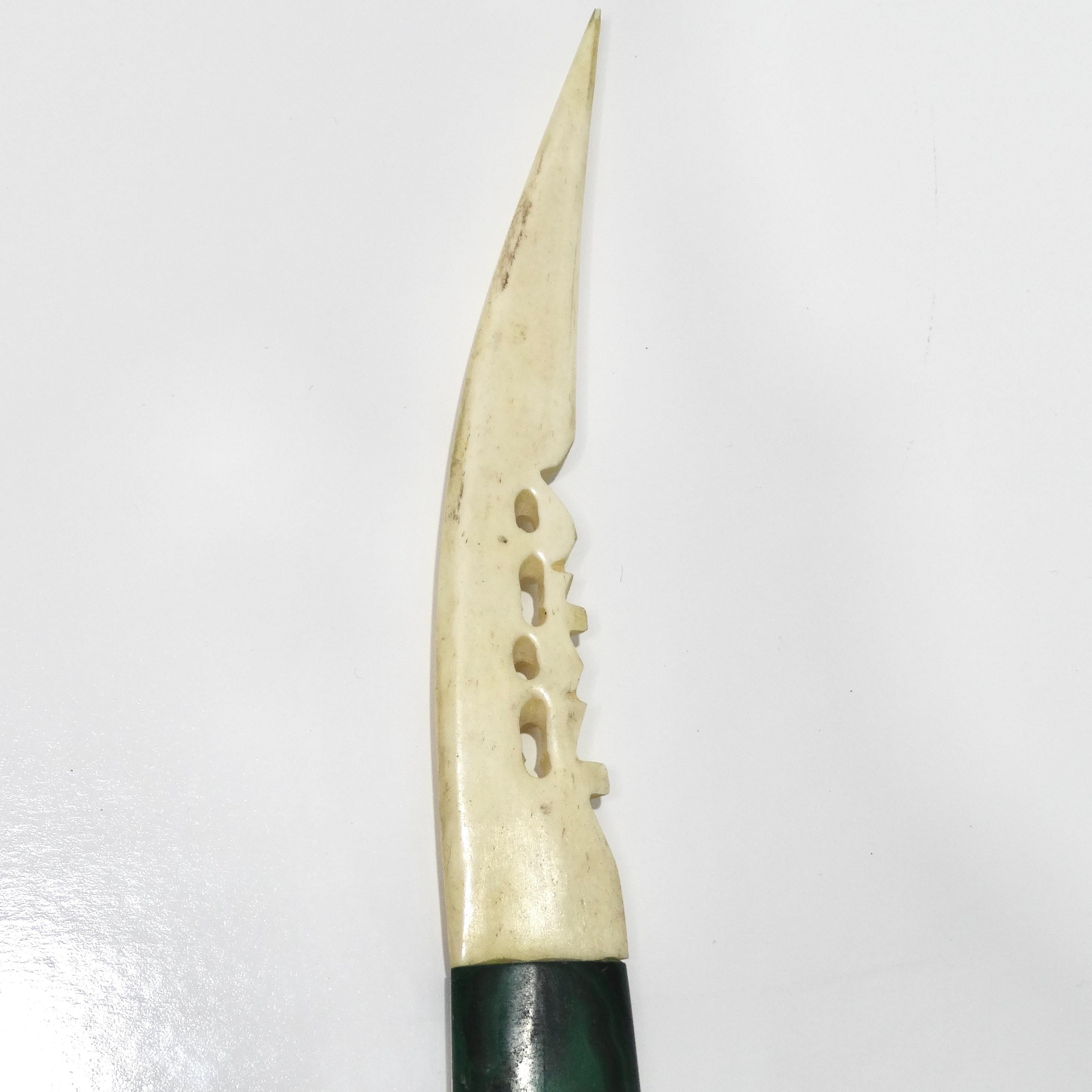 Antique Malachite and Horn Letter Opener For Sale 2