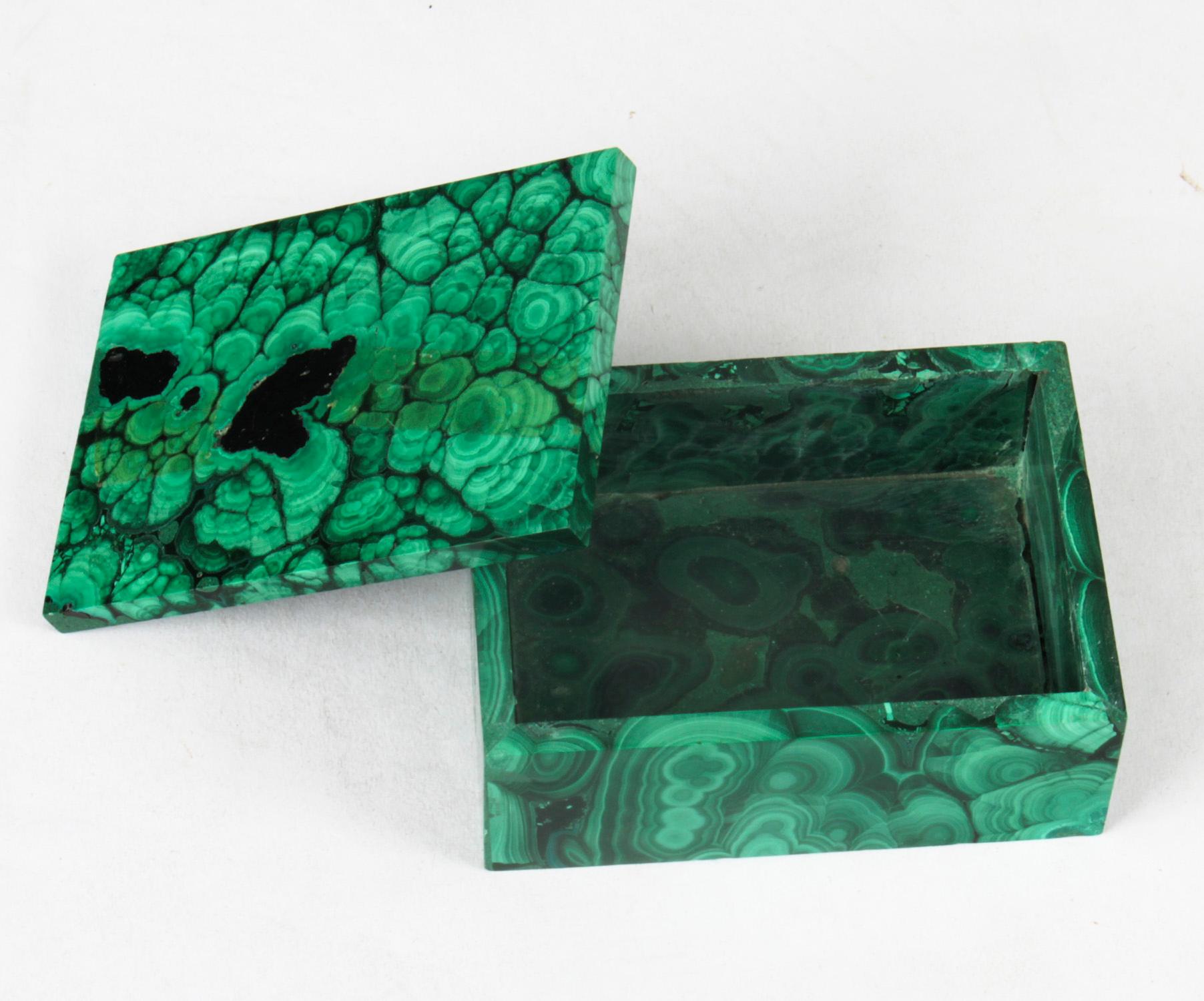 Antique Malachite Rectangular Box & Cover Casket Early 20th Century 7