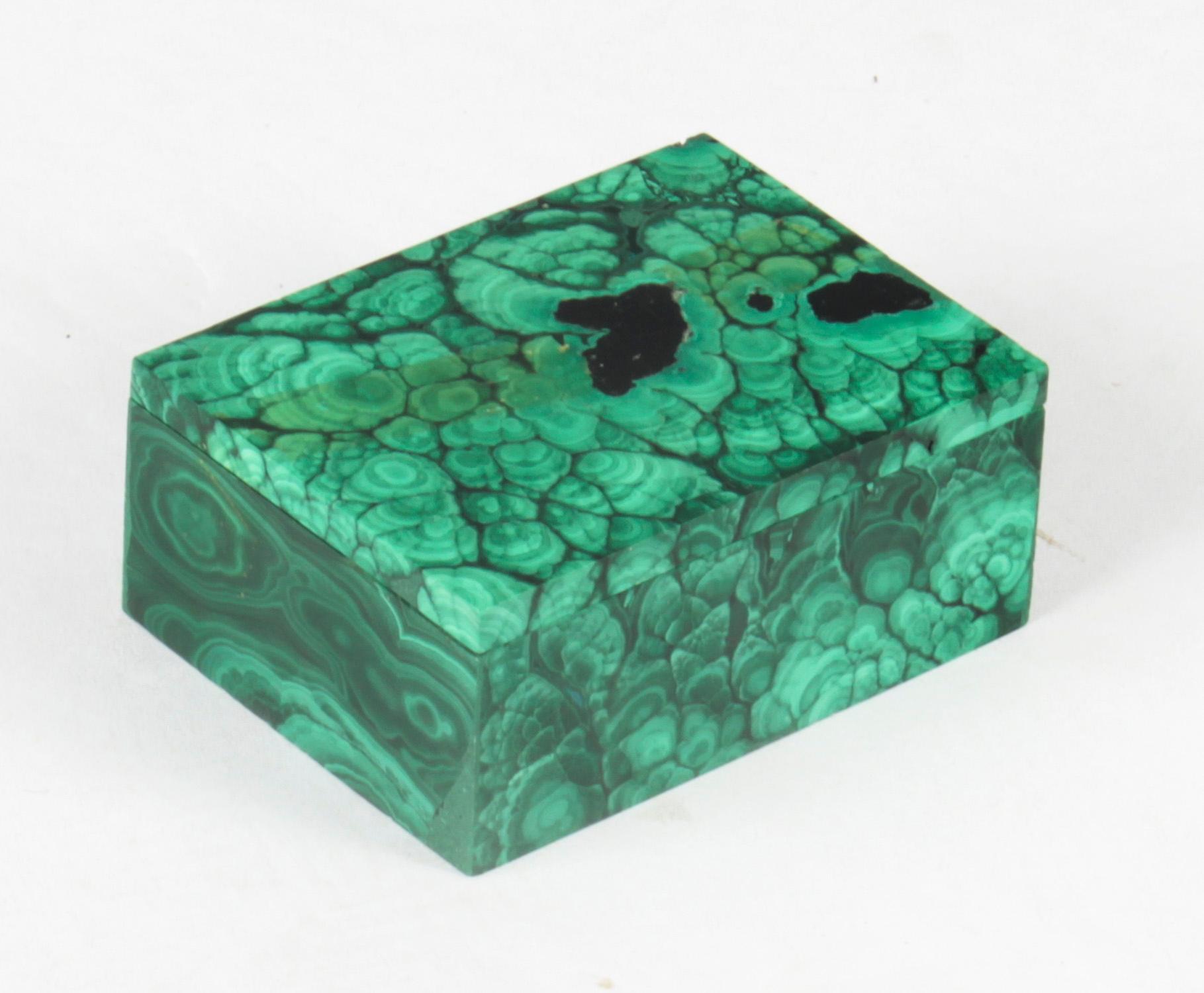 Antique Malachite Rectangular Box & Cover Casket Early 20th Century 8