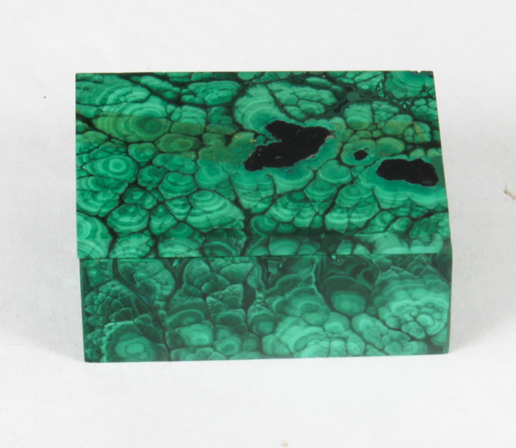 Russian Antique Malachite Rectangular Box & Cover Casket Early 20th Century