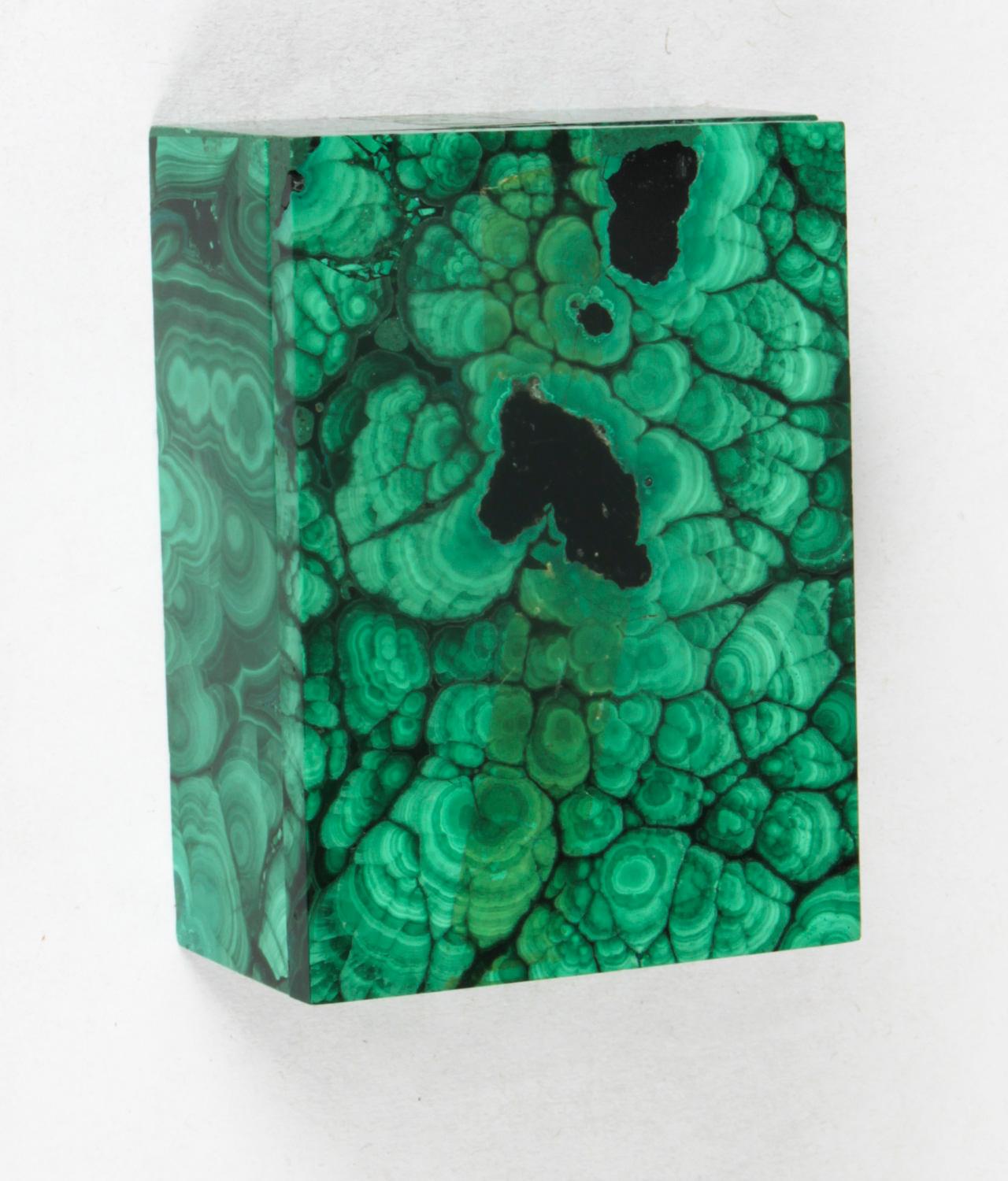 Antique Malachite Rectangular Box & Cover Casket Early 20th Century 1