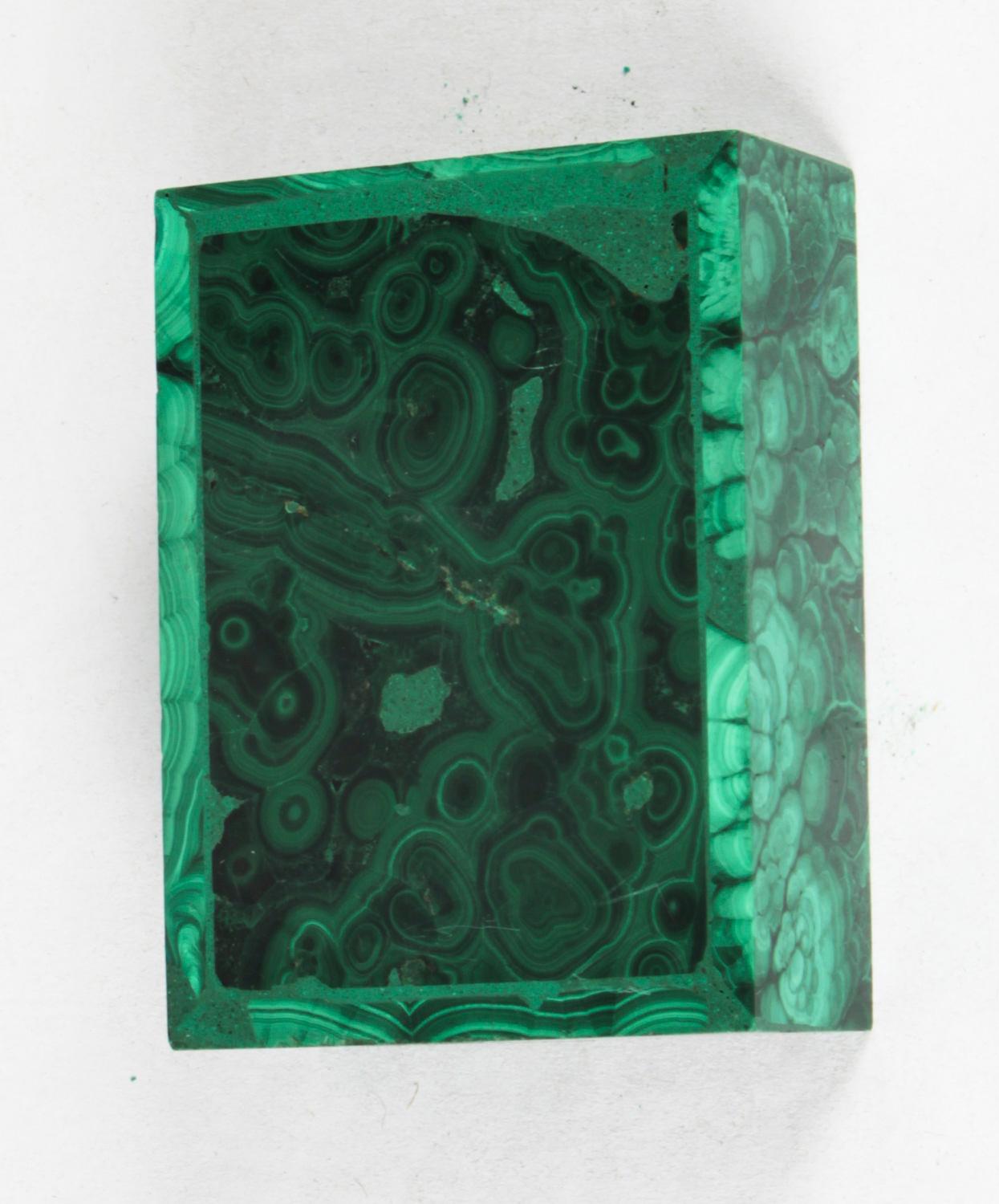 Antique Malachite Rectangular Box & Cover Casket Early 20th Century 2