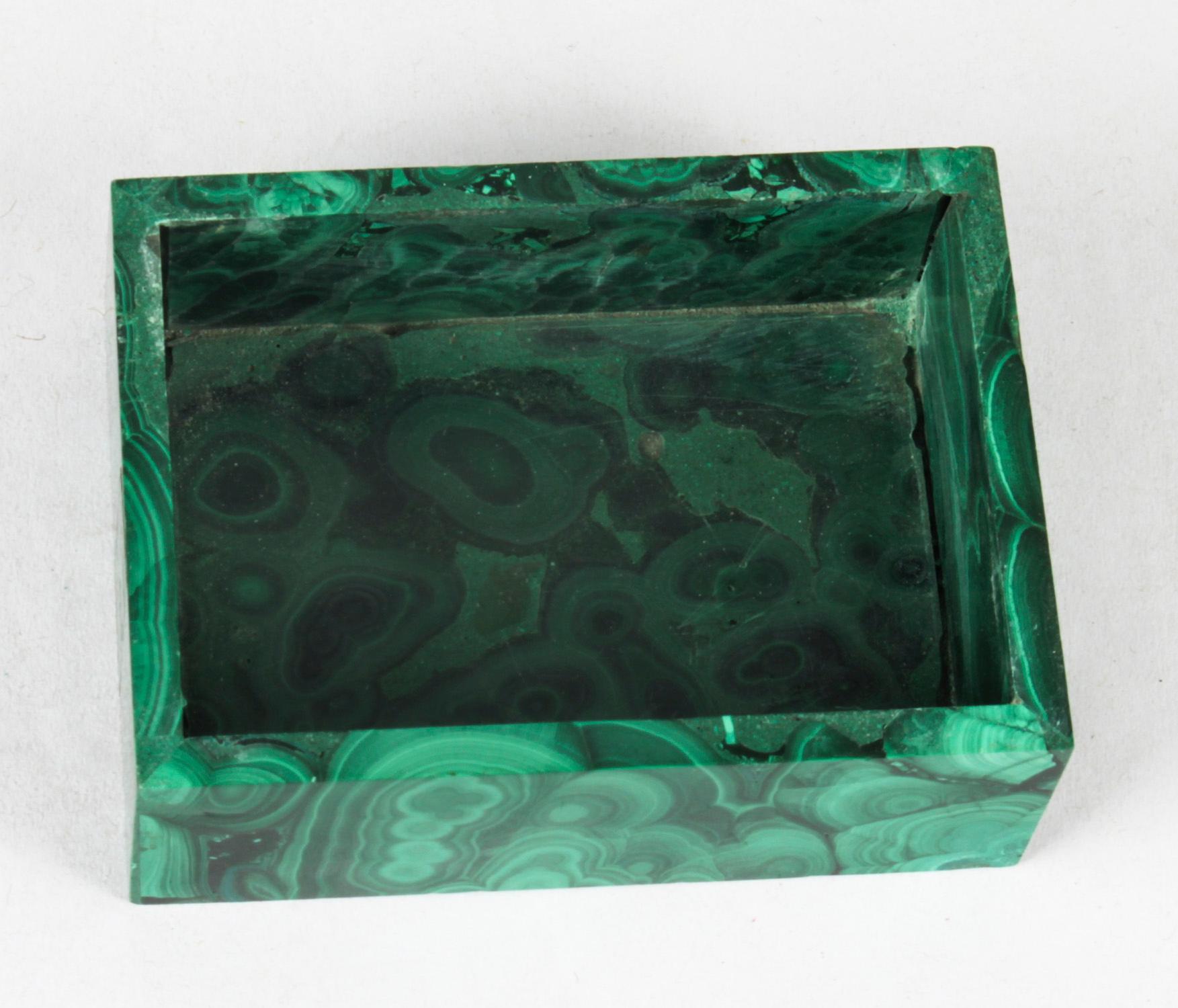 Antique Malachite Rectangular Box & Cover Casket Early 20th Century 3
