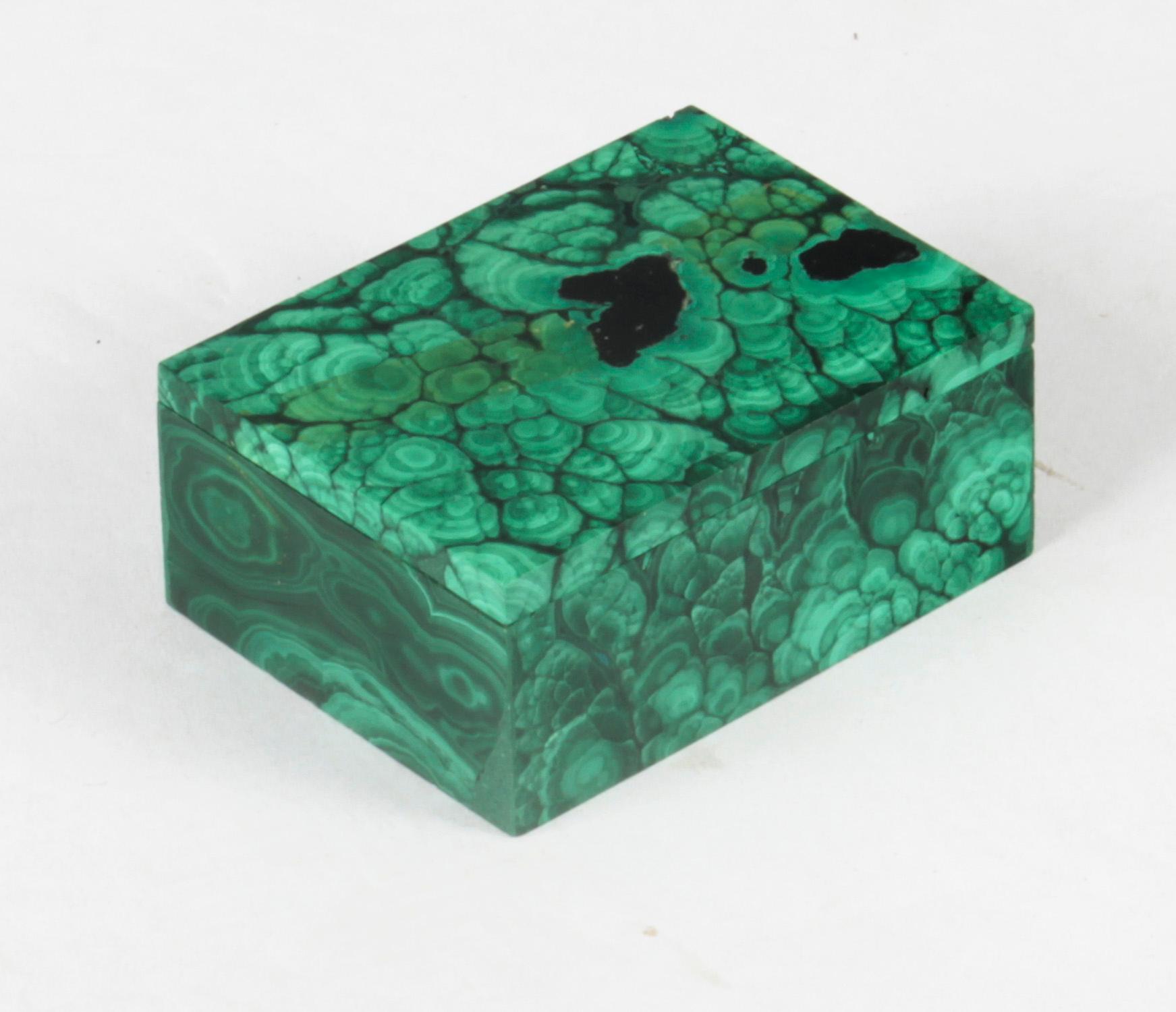 Antique Malachite Rectangular Box & Cover Casket Early 20th Century 4