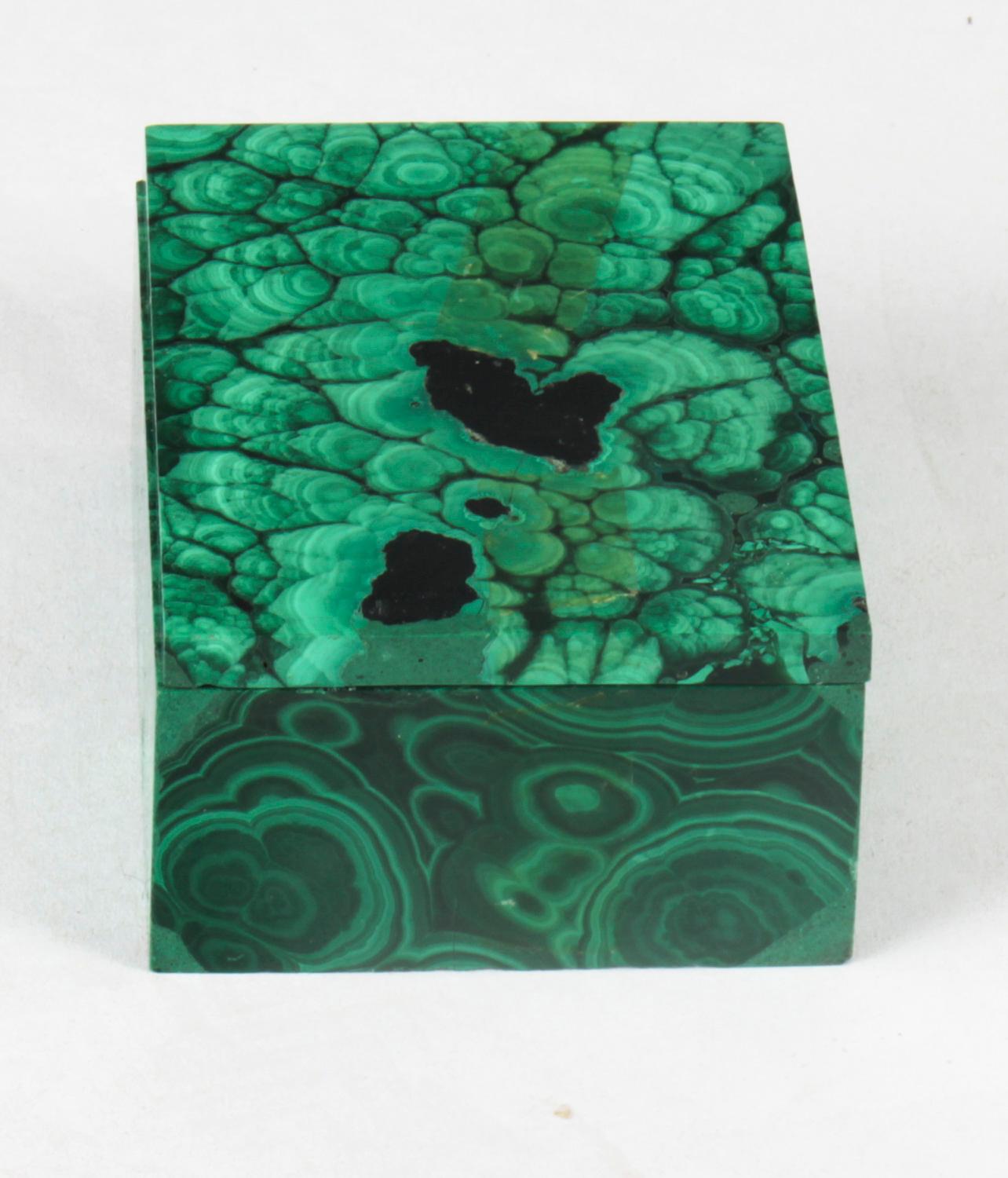 Antique Malachite Rectangular Box & Cover Casket Early 20th Century 5