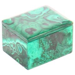 Antique Malachite Rectangular Trinket Pillbox, 19th Century