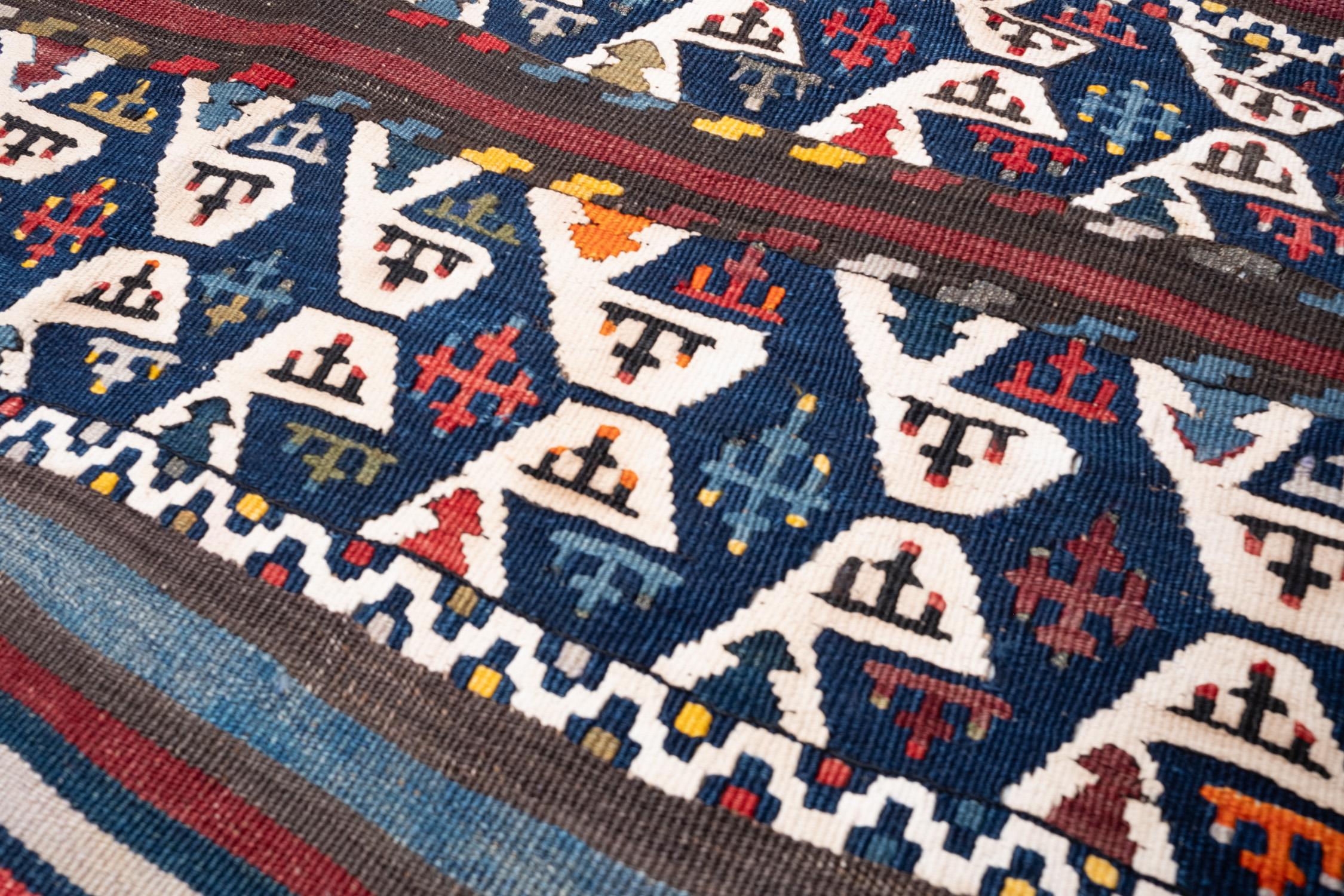 Turc Antique tapis Kilim Malatya, laine Chuval Mat Anatolian Turkish Carpet en vente