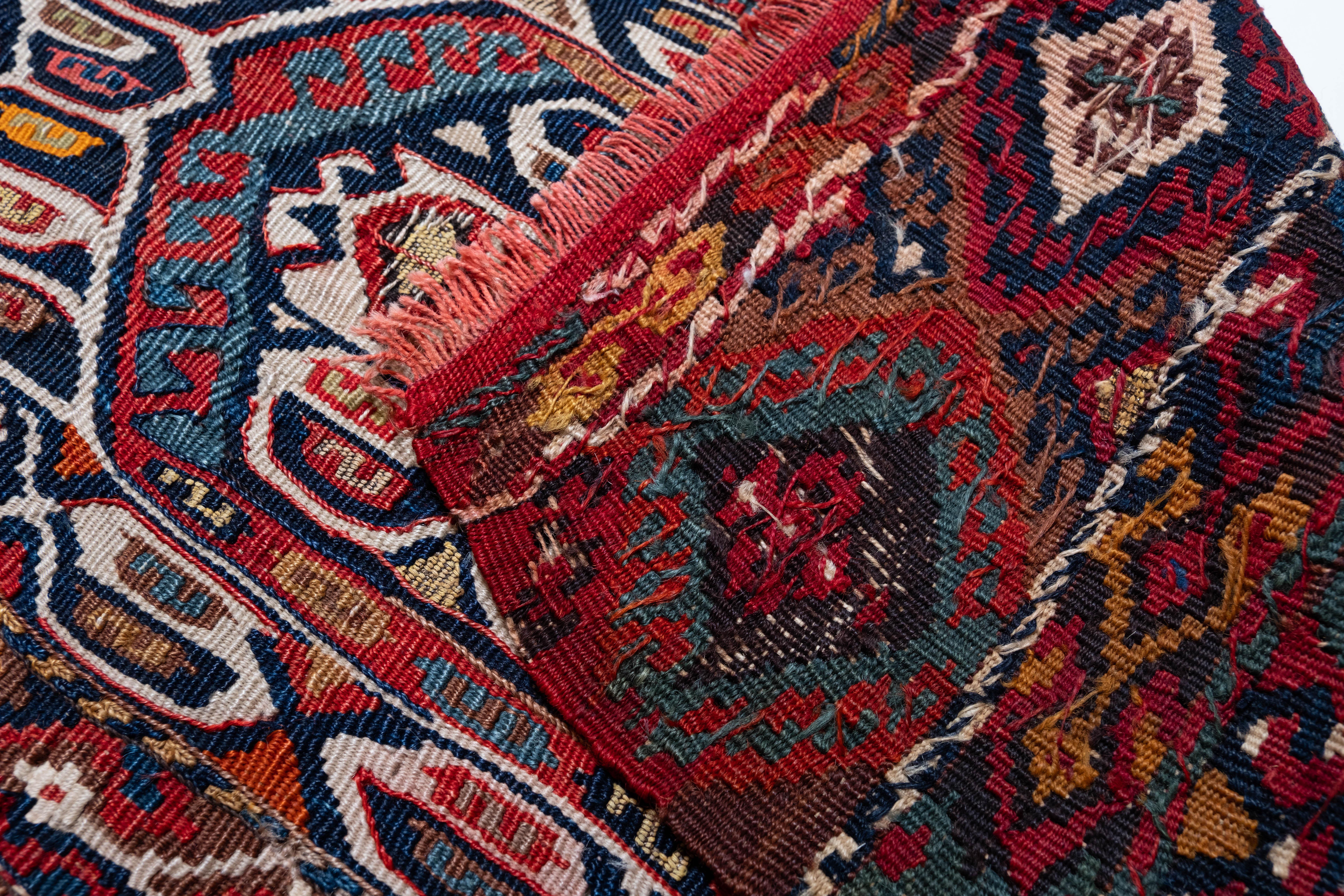 Hand-Woven Antique Malatya Kilim Heybe Rug Wool Vintage Eastern Anatolian Turkish Carpet For Sale