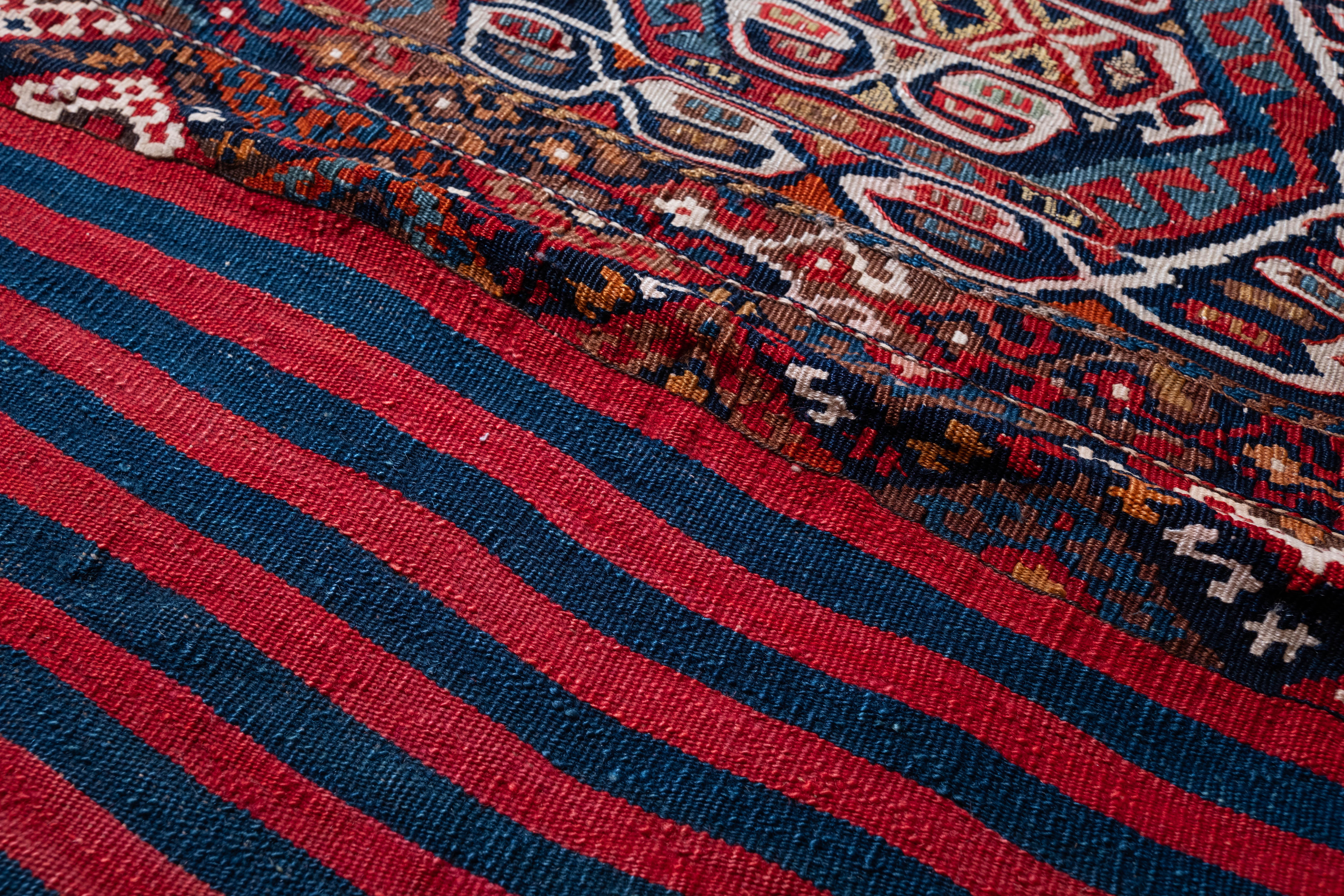 20th Century Antique Malatya Kilim Heybe Rug Wool Vintage Eastern Anatolian Turkish Carpet For Sale