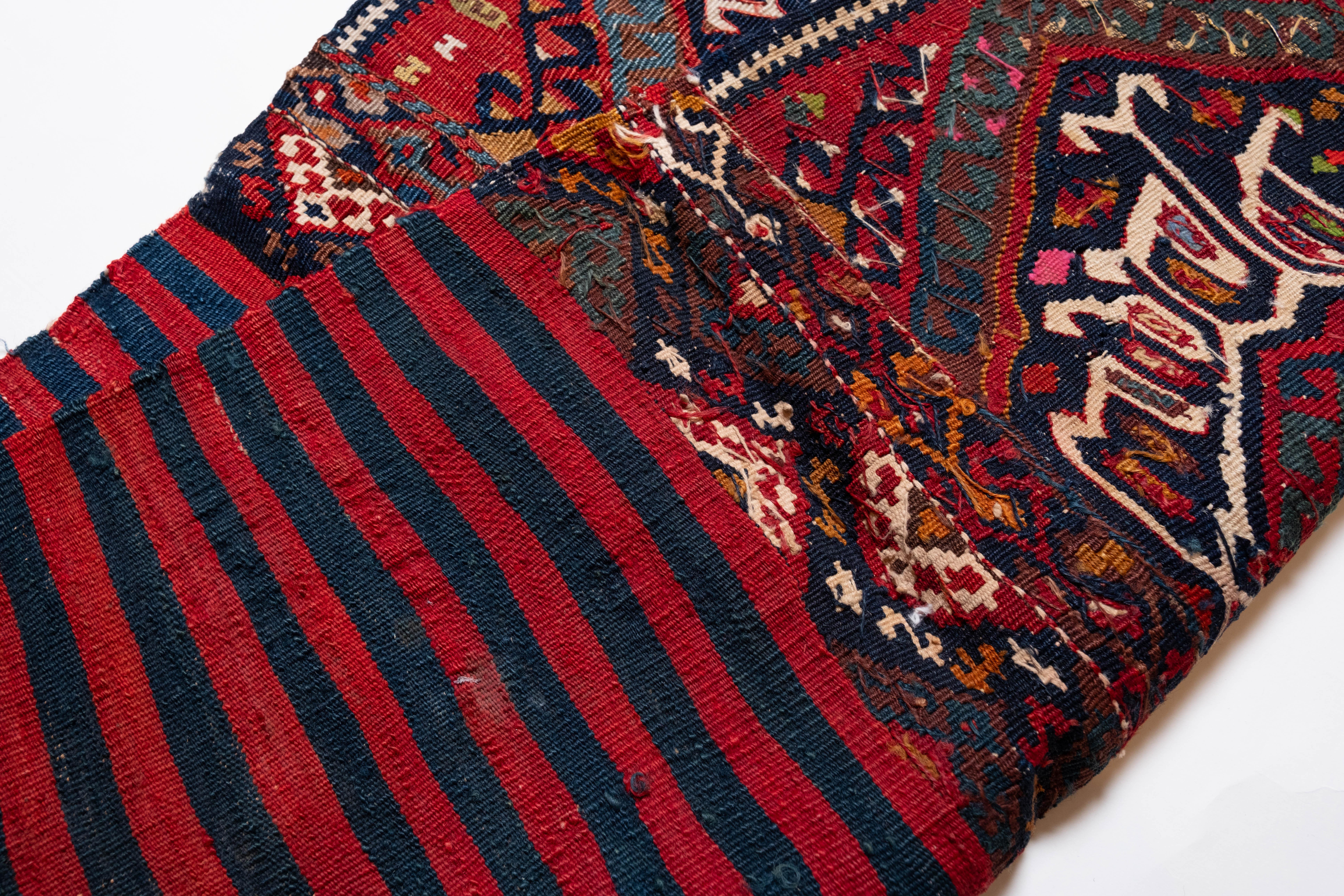 Antique Malatya Kilim Heybe Rug Wool Vintage Eastern Anatolian Turkish Carpet For Sale 2