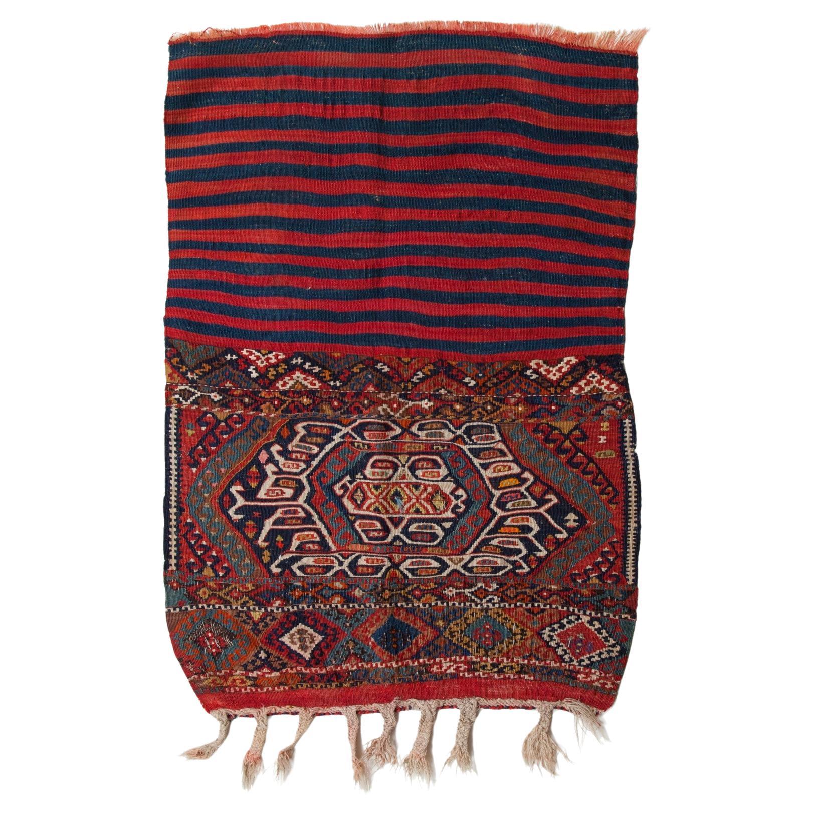 Antique Malatya Kilim Heybe Rug Wool Vintage Eastern Anatolian Turkish Carpet For Sale