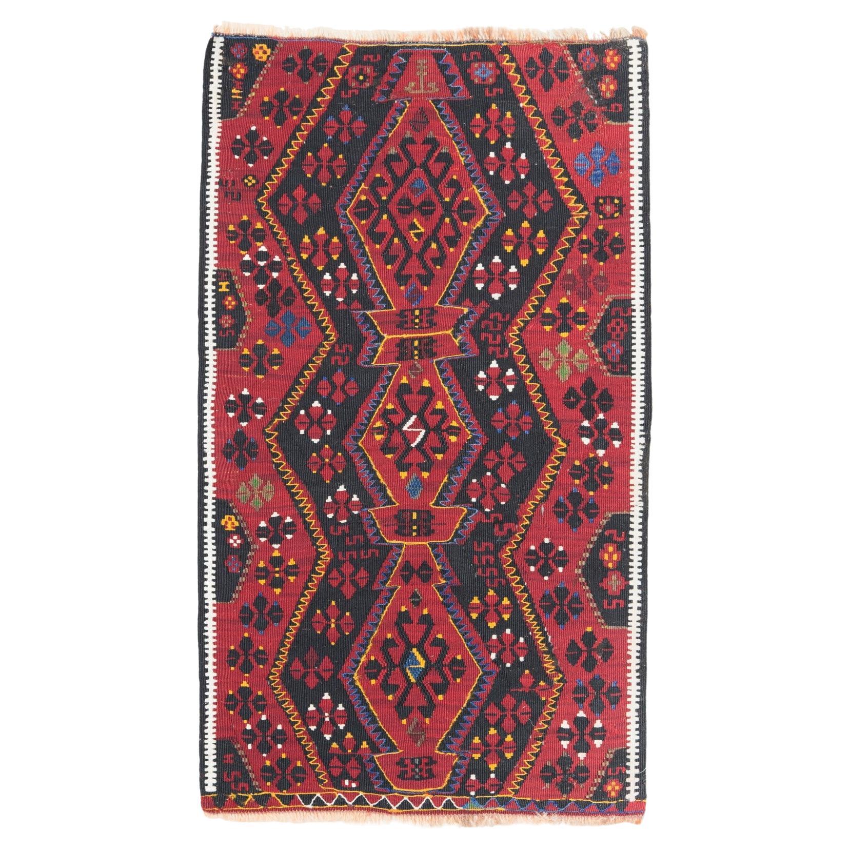 Antique Malatya Kilim Mat Rug Wool Vintage Eastern Anatolian Turkish Carpet For Sale