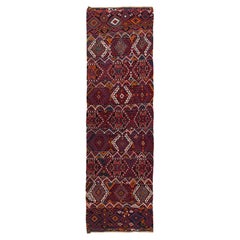 Antique Malatya Runner Kilim Rug Anatolian Old Turkish Carpet Metallic Threads