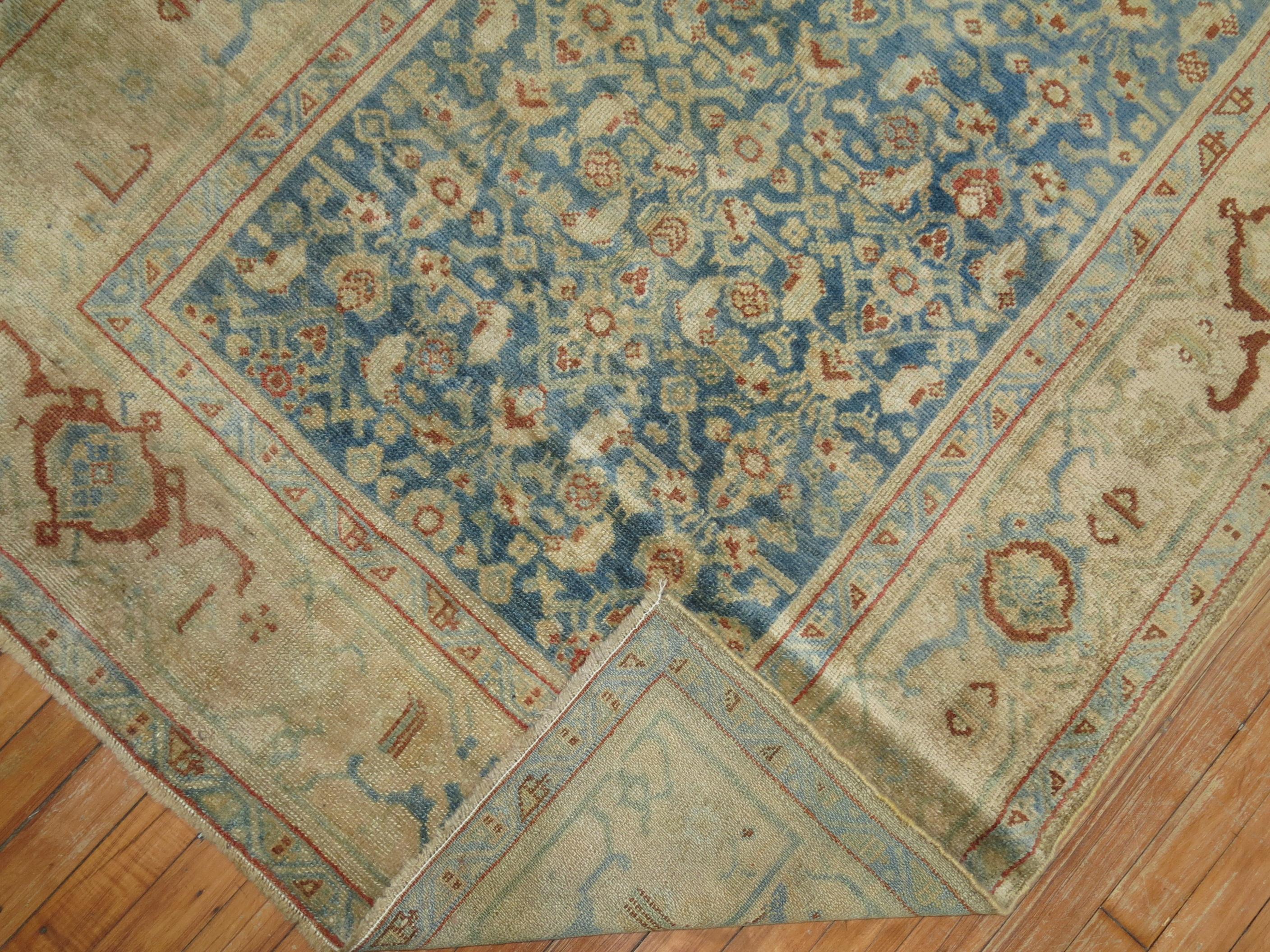 Wool Antique Malayer Denim Blue Persian Rug For Sale