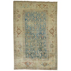 Ancien tapis persan bleu Malayer en jean