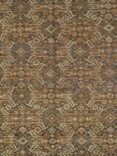 Antique Malayer Carpet, Handmade Oriental Rug, Green, Gray, Taupe, Fine Allover