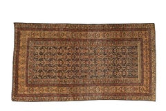 Antique Malayer Carpet in Camel, Indigo and Coral Wool