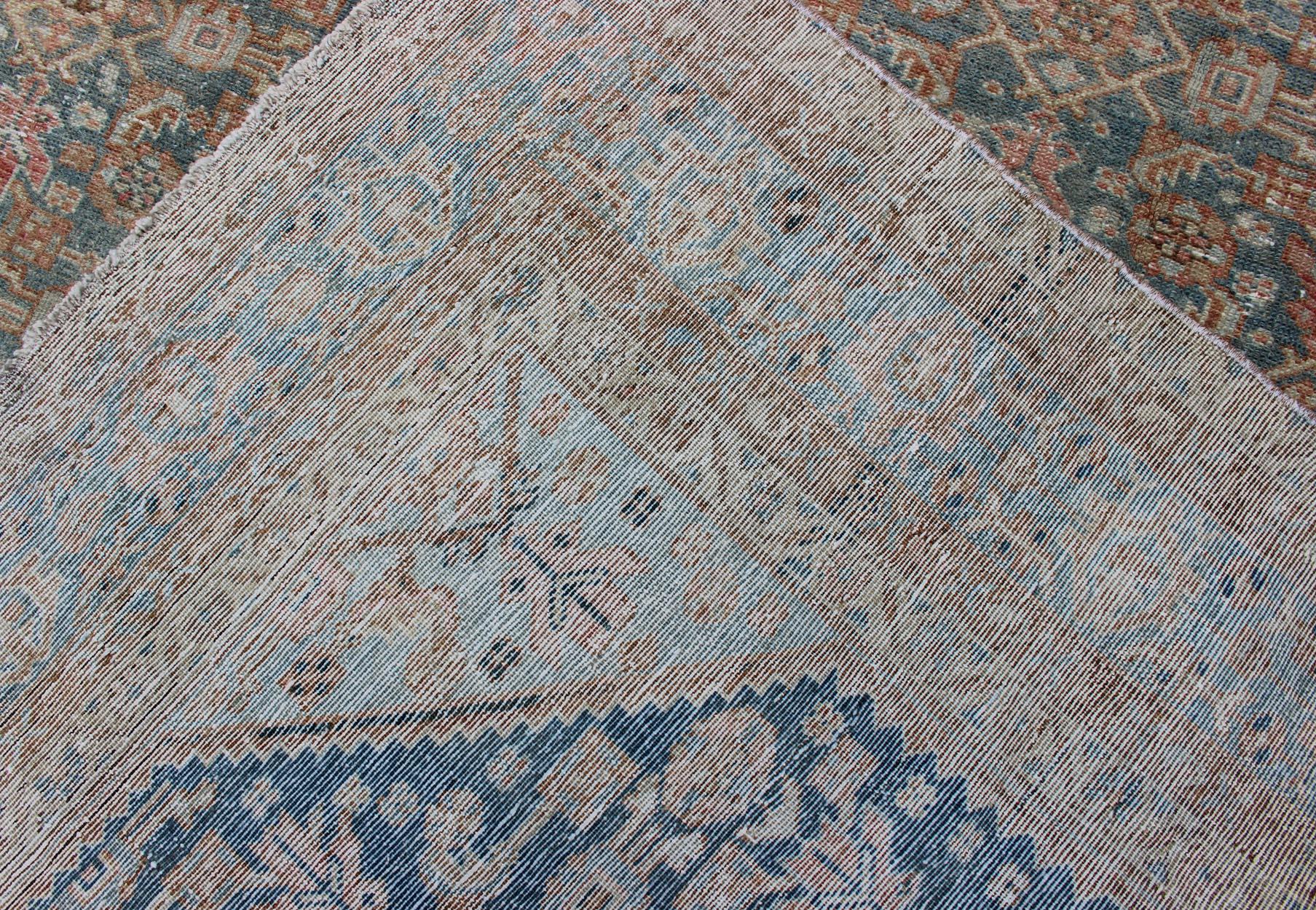 Antique Malayer Carpet with All-Over Design in Blue Gray Tones For Sale 6