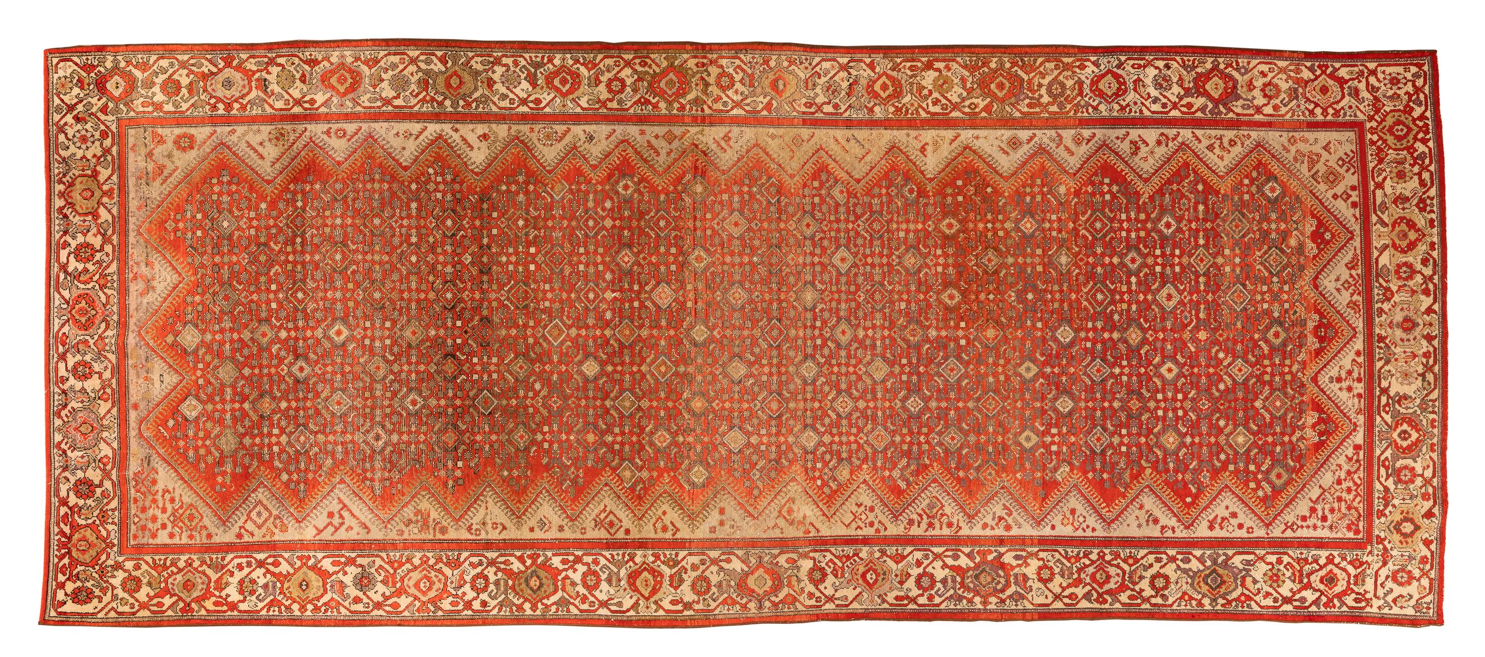 XX secolo Tappeto antico Malayer Gallery in lana rosso e crema in vendita