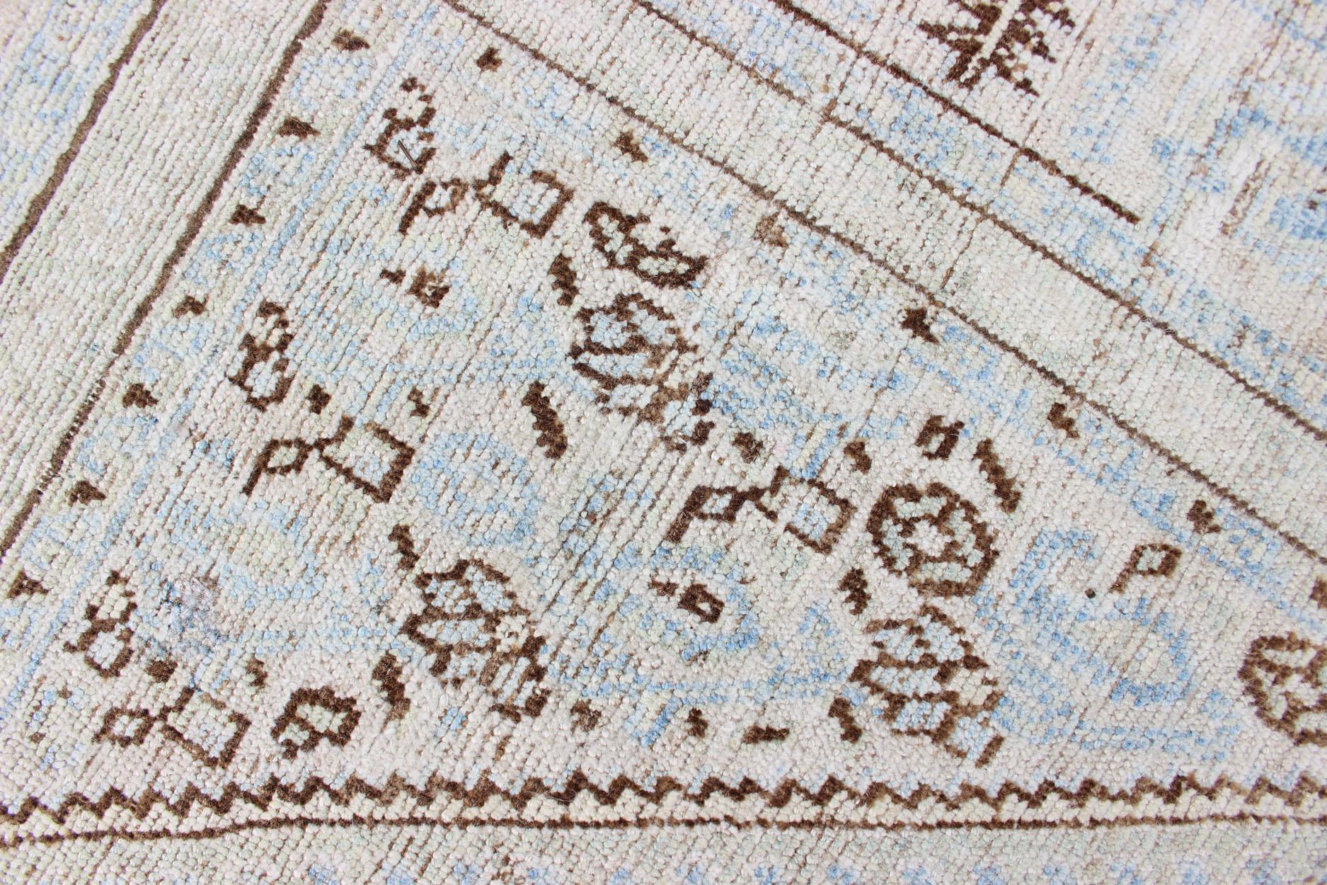 Antique Malayer Gallery Rug with All-Over Paisley Design in Pale Ice Blue 6