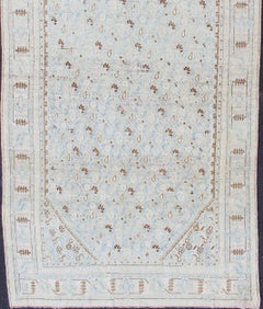 Antique Malayer Gallery Rug with All-Over Paisley Design in Pale Ice Blue