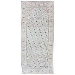 Antique Malayer Gallery Rug with All-Over Paisley Design in Pale Ice Blue