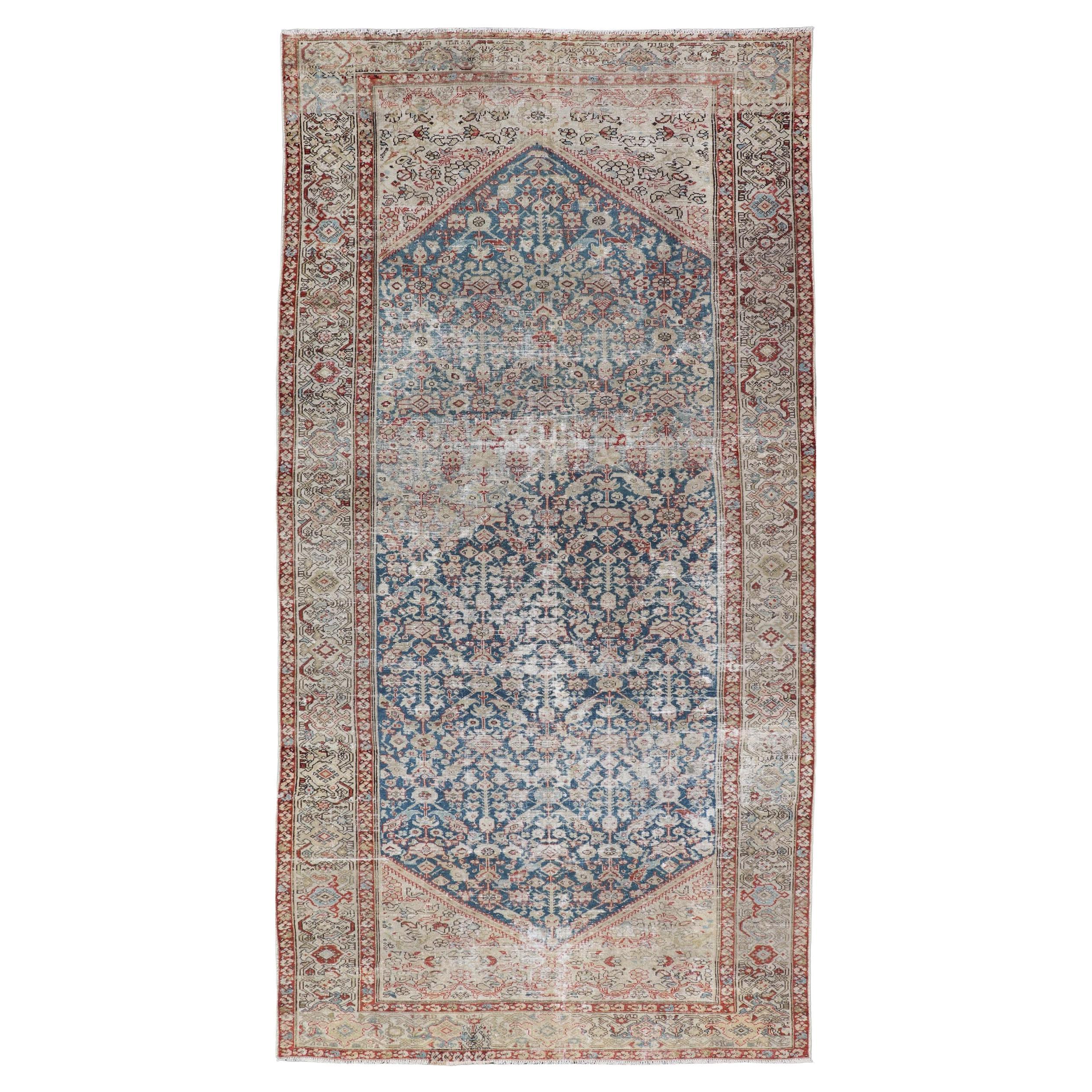 Antiker Malayer Gallery Teppich mit subgeometrischem Design 6'5 x 13'7
