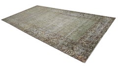 Antique Malayer Gallery Size Wide Runner Muted Blue Green Brown Ivory Overall