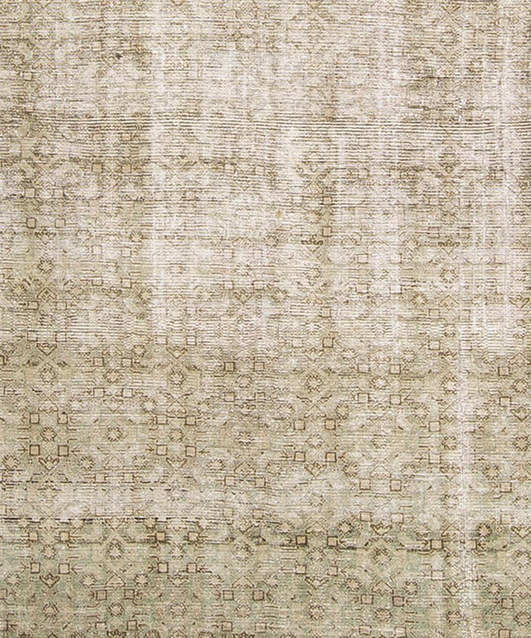 Antiker Malayer Gallery Size Wide Runner Muted Blue Green Brown Ivory Overall im Angebot 1