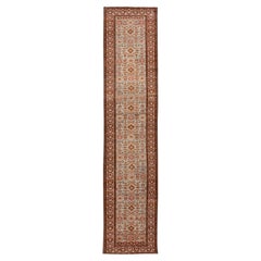 Tapis de couloir Malayer ancien en laine bleu clair à motifs entièrement recouverts faits à la main