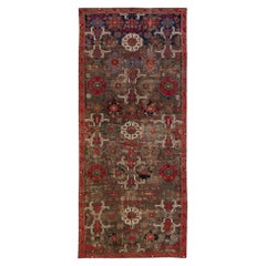 Antique Malayer Handmade Floral Pattern Brown Gallery Wool Rug