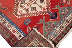 Antique Serapi Hand-Knotted Wool Runner, Malayer Style, Iran, 1920s