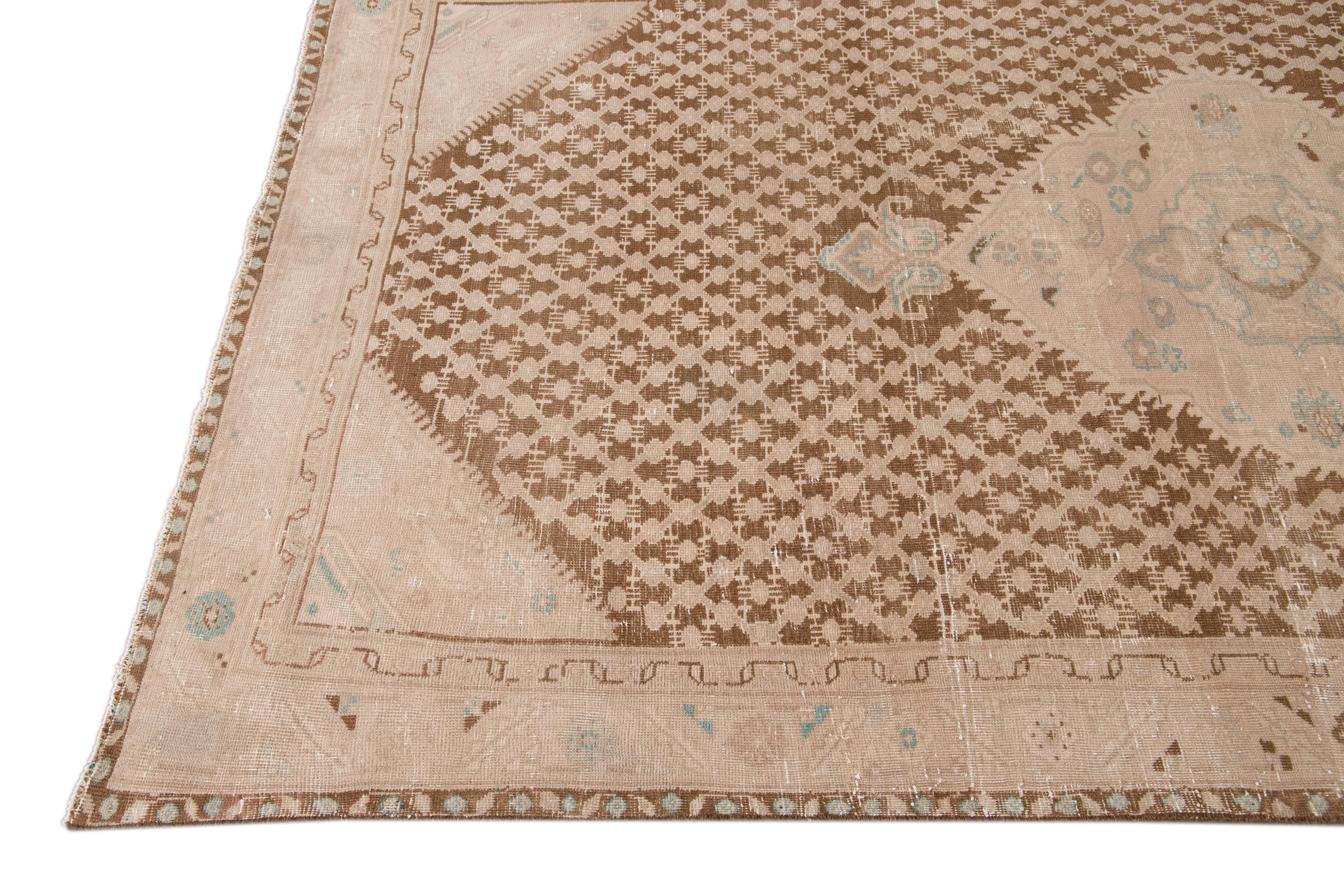 Hand-Knotted Antique Malayer Handmade Wool Runner For Sale