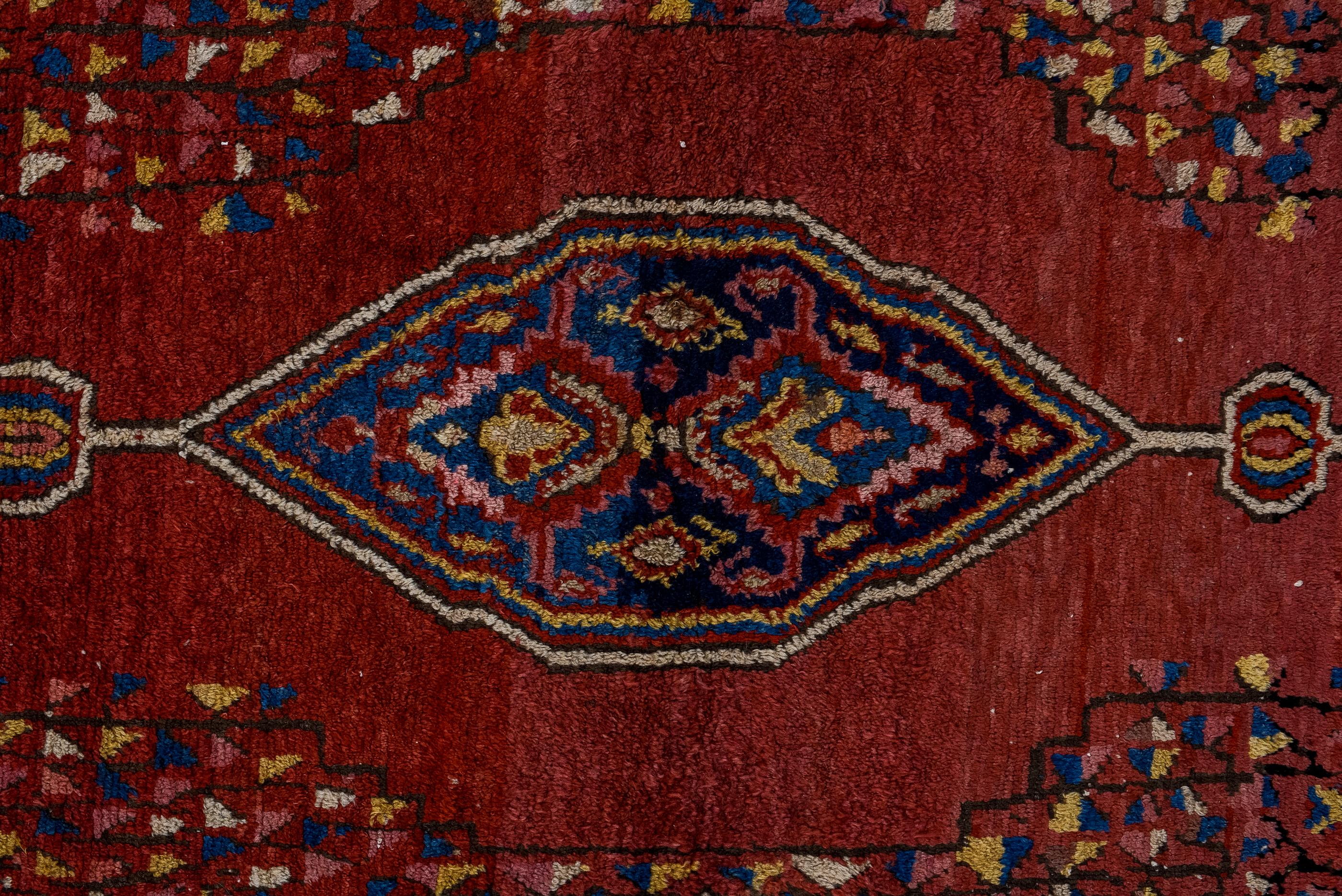 Hand-Knotted Antique Malayer Kellegi with Red Field and Blue Border For Sale