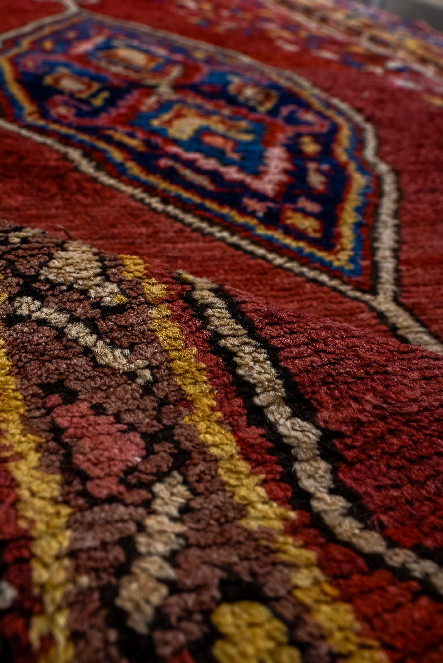 Wool Antique Malayer Kellegi with Red Field and Blue Border For Sale
