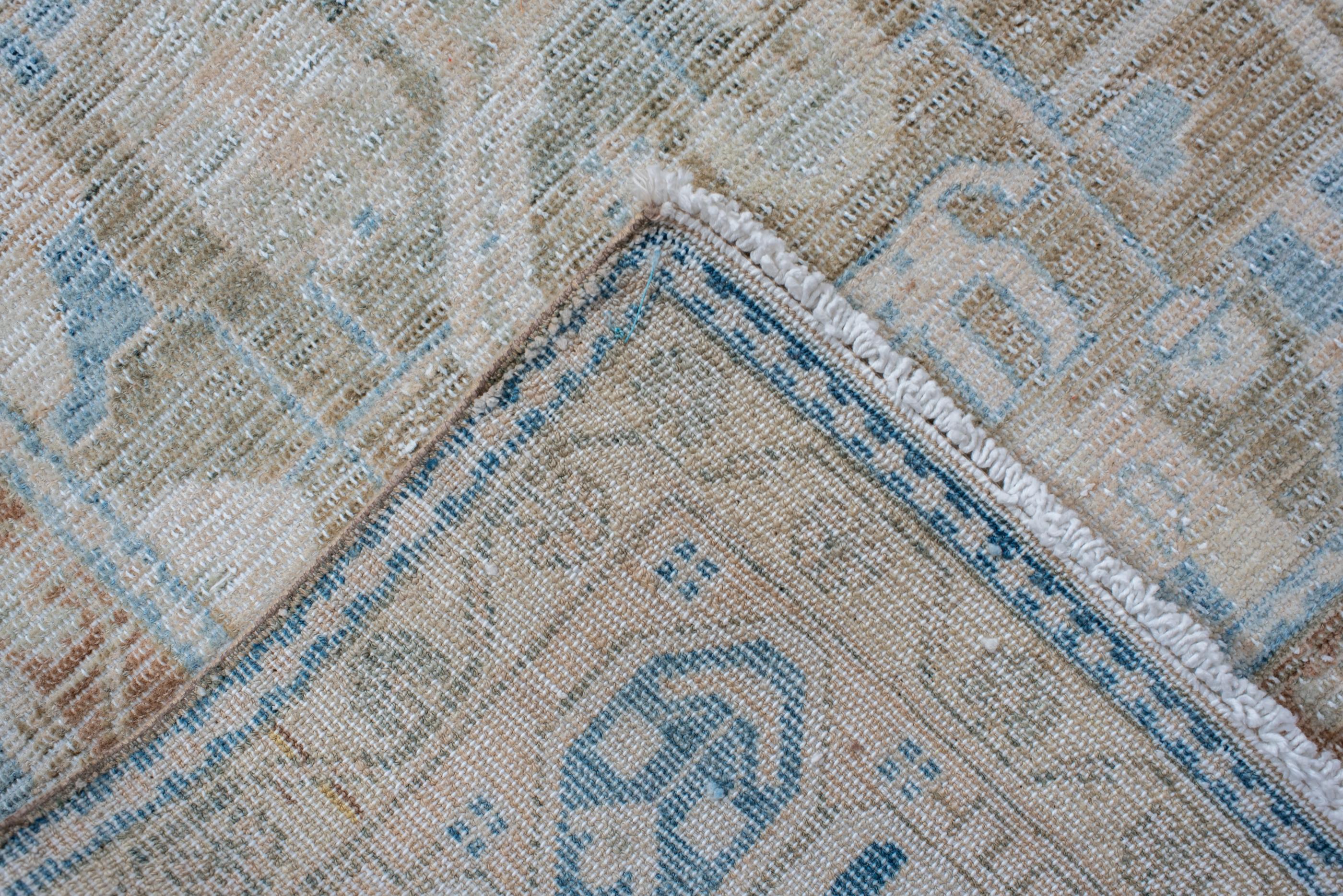 20th Century Antique Malayer Long Rug, with Slate Blue Coloring and Ivory Border