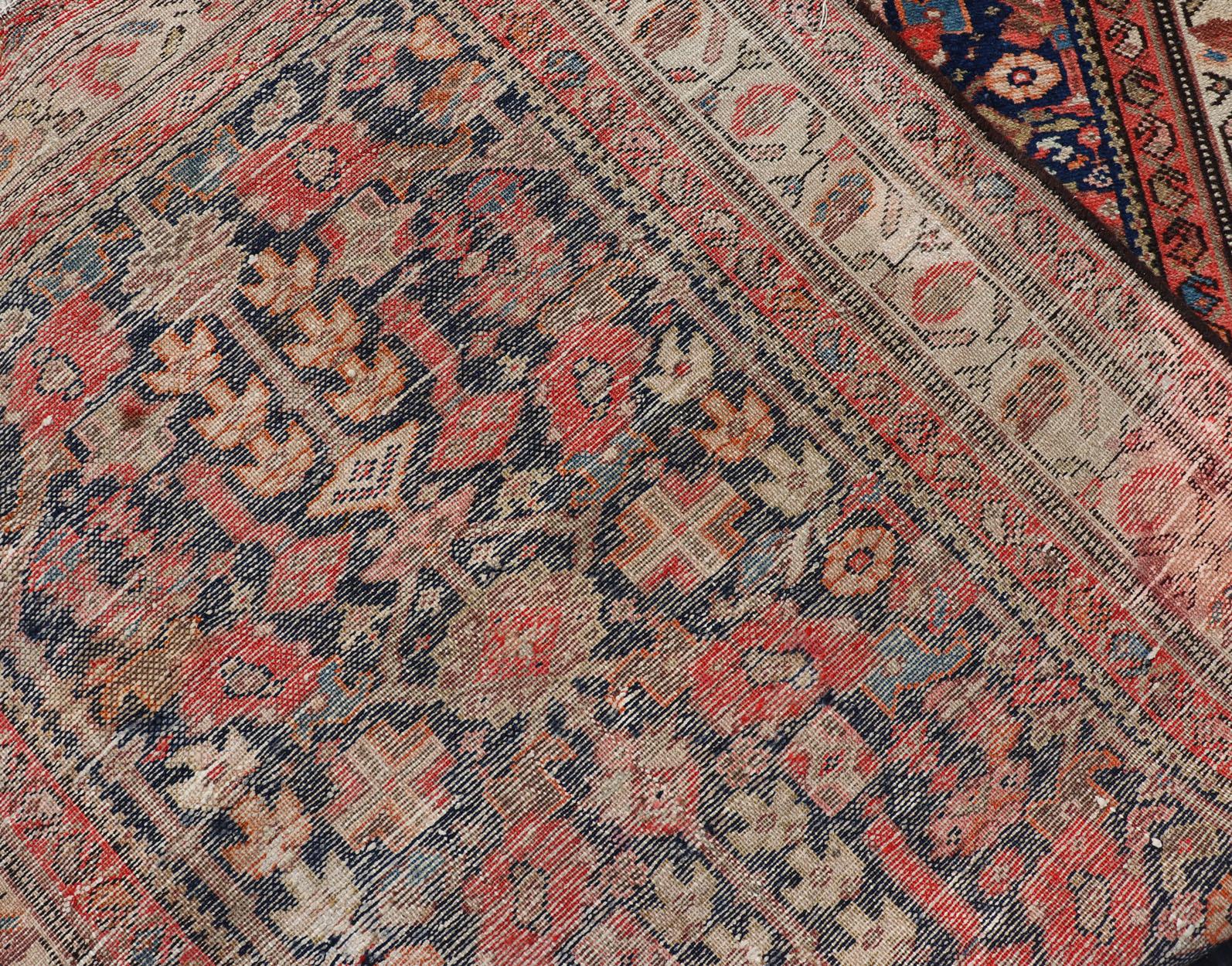 Early 20th century antique Malayer long Runner rug in blue, orange and brown 

Measures: 3'4 x 16'10 

Antique Malayer runner, Keivan Woven Arts- Rug/H-510-01, antique Malayer, antique Malayer runner. This magnificent antique Malayer runner