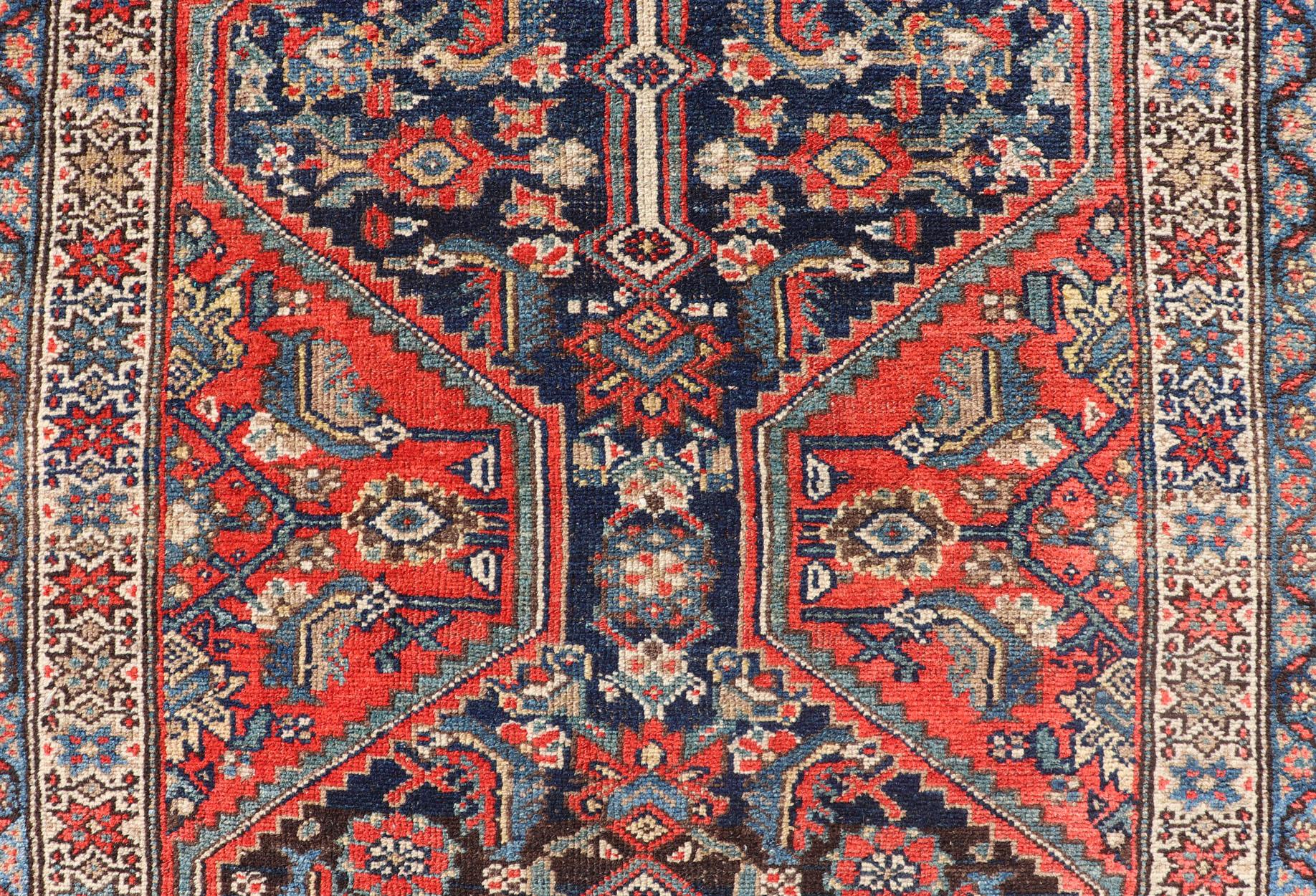 Antique Malayer Long Runner with Herati Pattern & Geometric Tri-Medallion Design For Sale 6