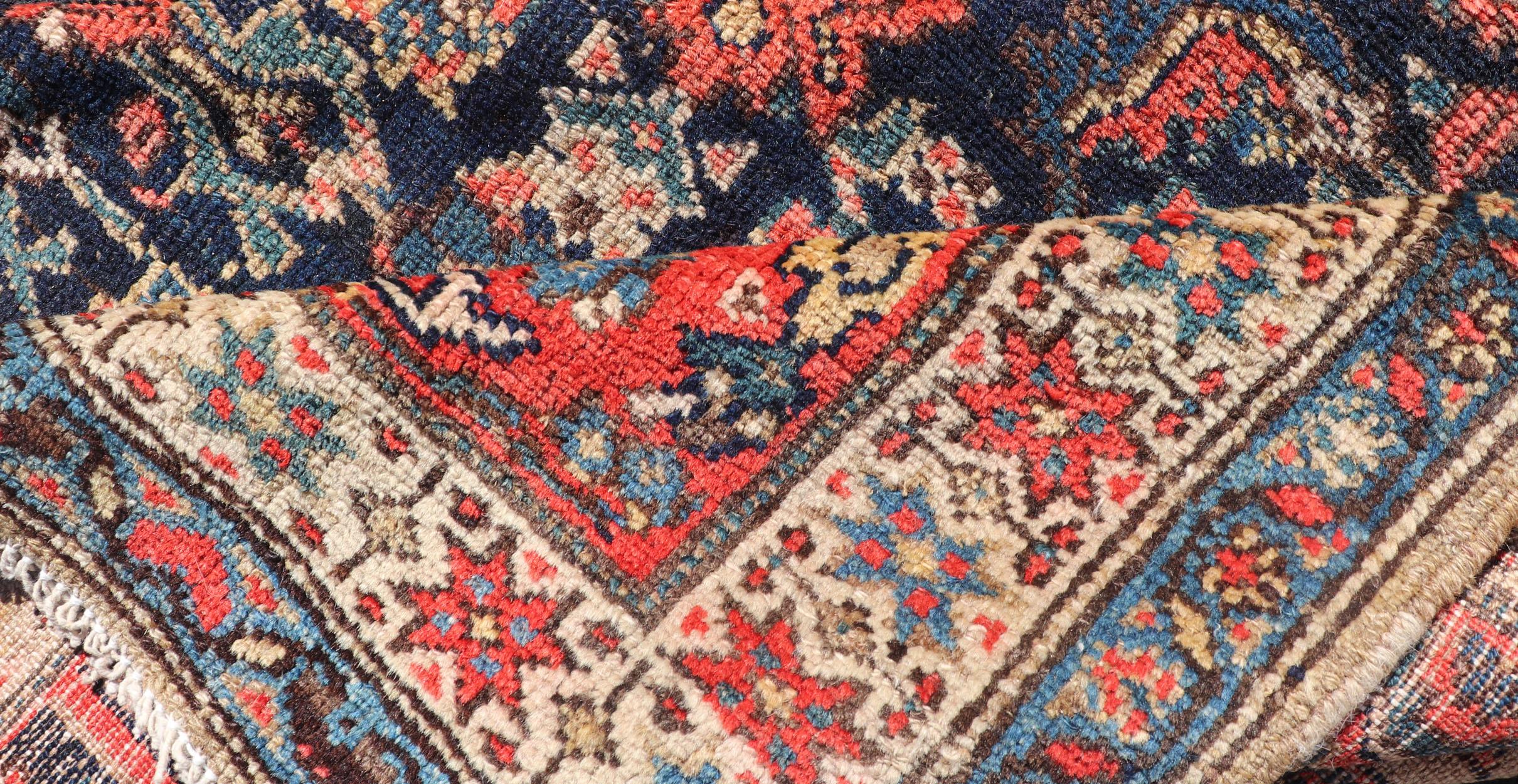 Antique Malayer Long Runner with Herati Pattern & Geometric Tri-Medallion Design For Sale 1